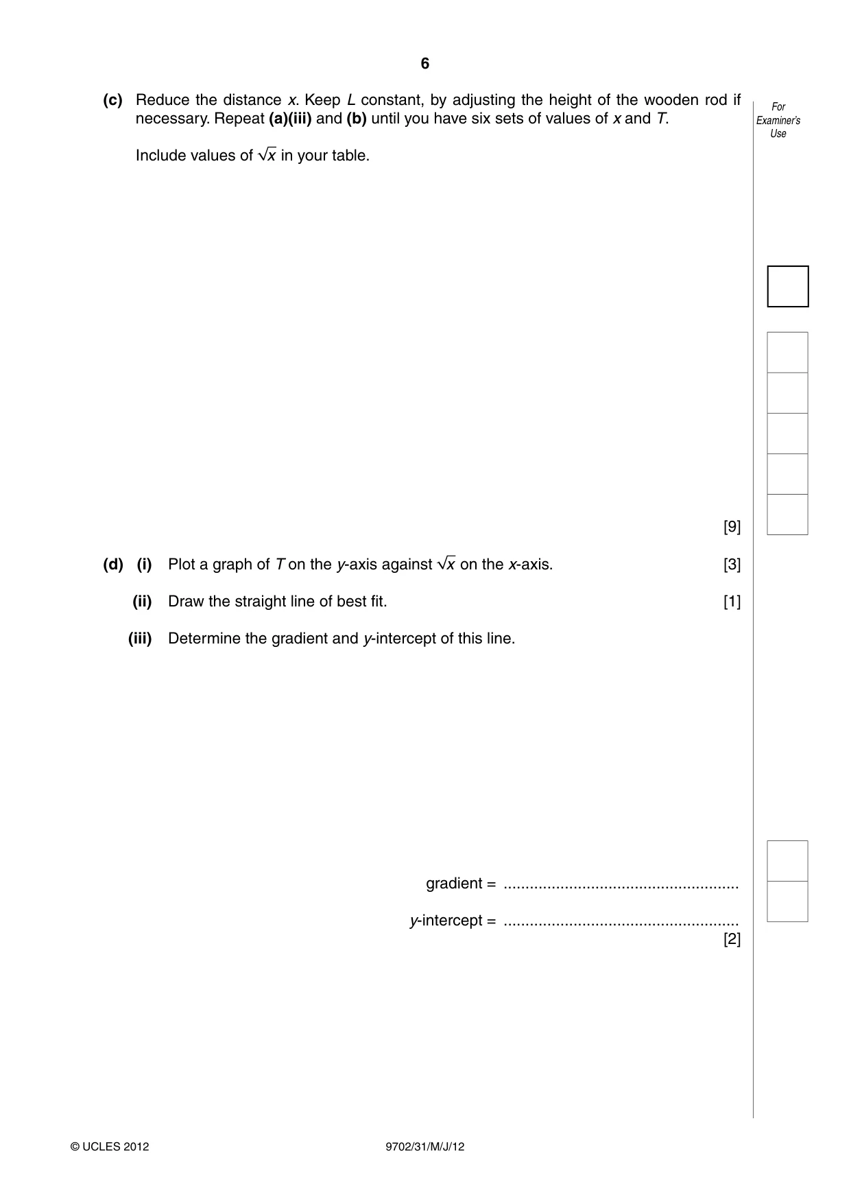 Cambridge A Level Physics 9702 2012 May/June Paper 3 · Variant 1 question paper, page 6 of 12