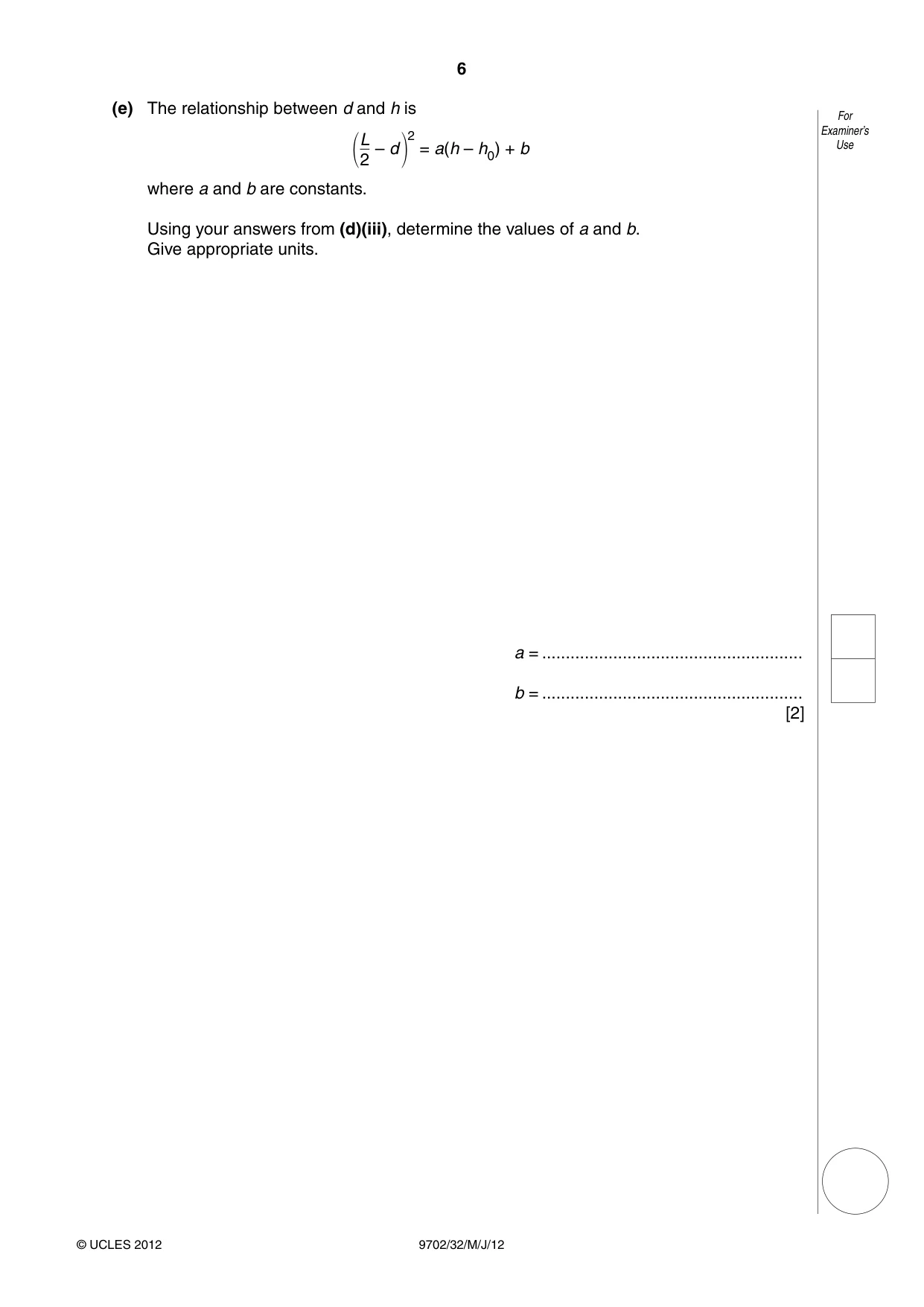 Cambridge A Level Physics 9702 2012 May/June Paper 3 · Variant 2 question paper, page 6 of 12
