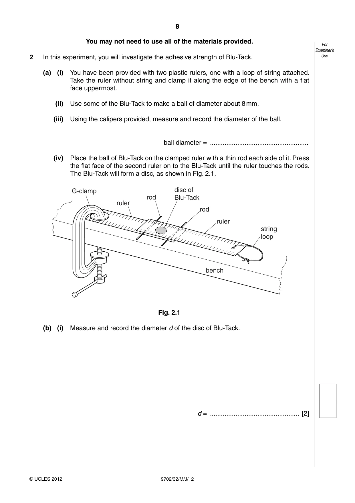 Cambridge A Level Physics 9702 2012 May/June Paper 3 · Variant 2 question paper, page 8 of 12
