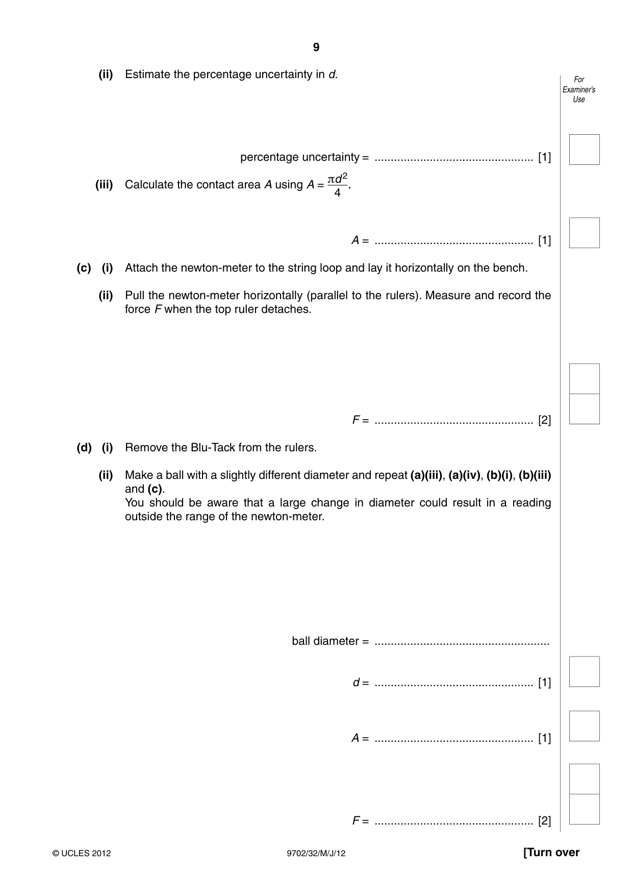 Cambridge A Level Physics 9702 2012 May/June Paper 3 · Variant 2 question paper, page 9 of 12