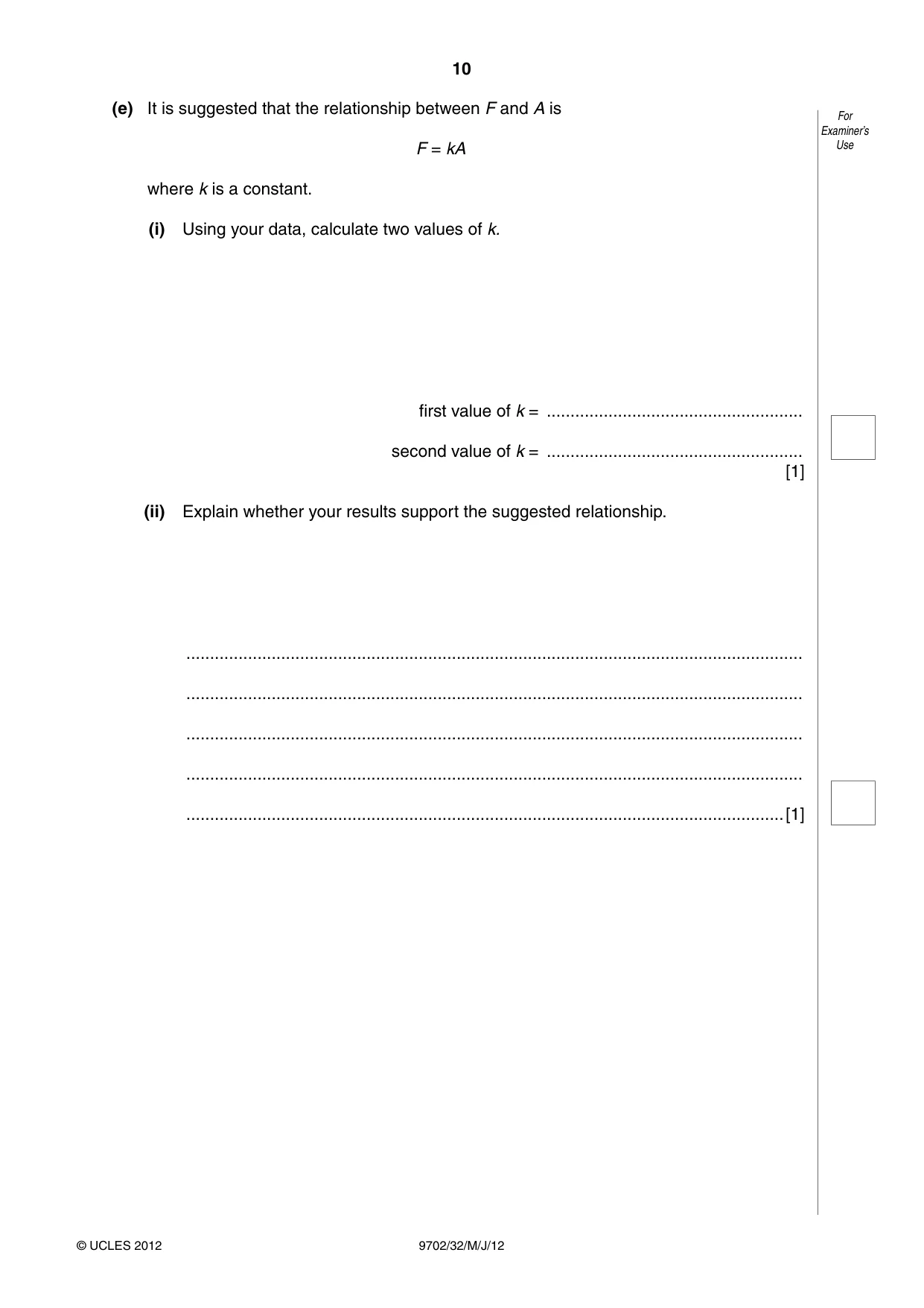 Cambridge A Level Physics 9702 2012 May/June Paper 3 · Variant 2 question paper, page 10 of 12