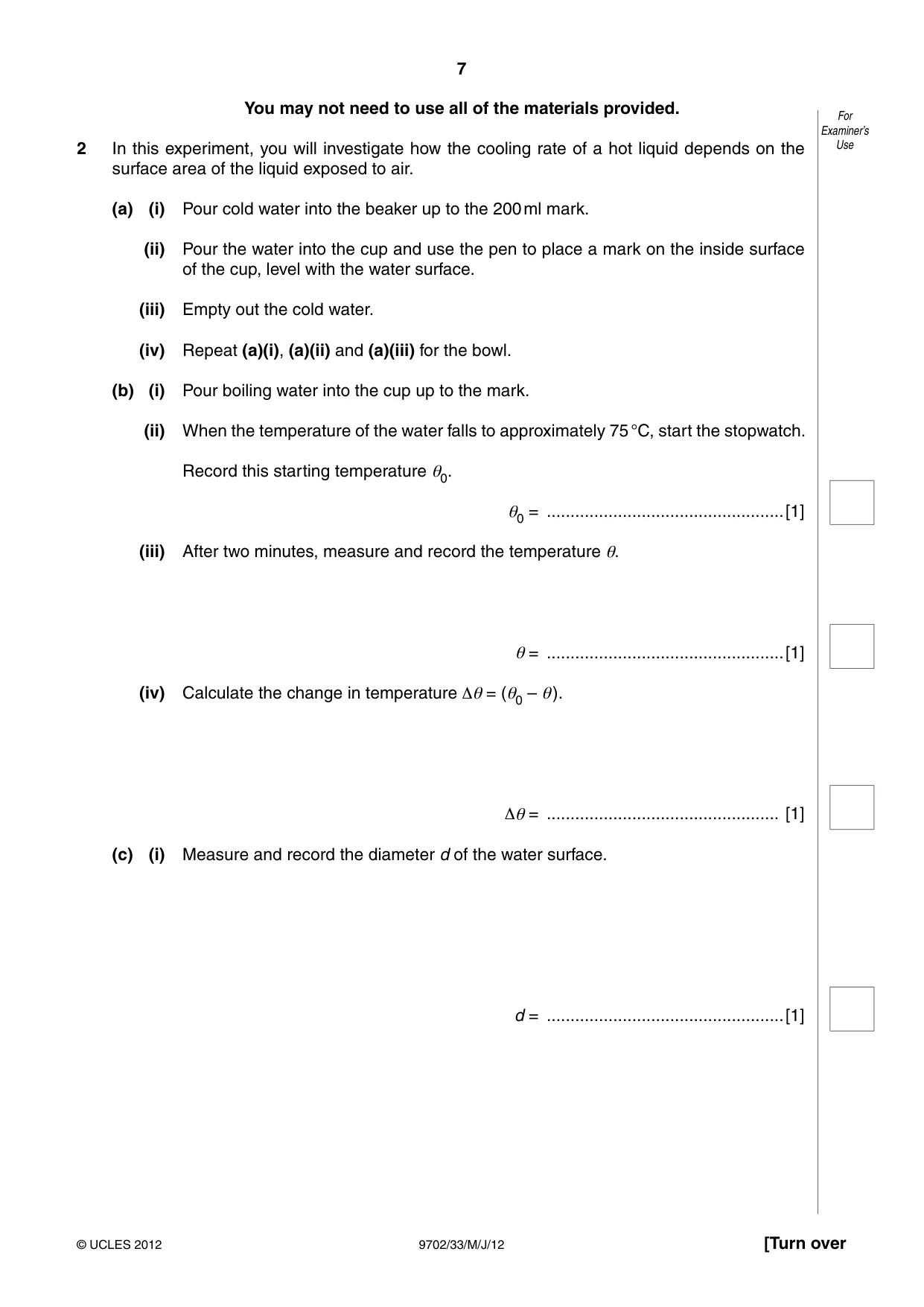 Cambridge A Level Physics 9702 2012 May/June Paper 3 · Variant 3 question paper, page 7 of 12
