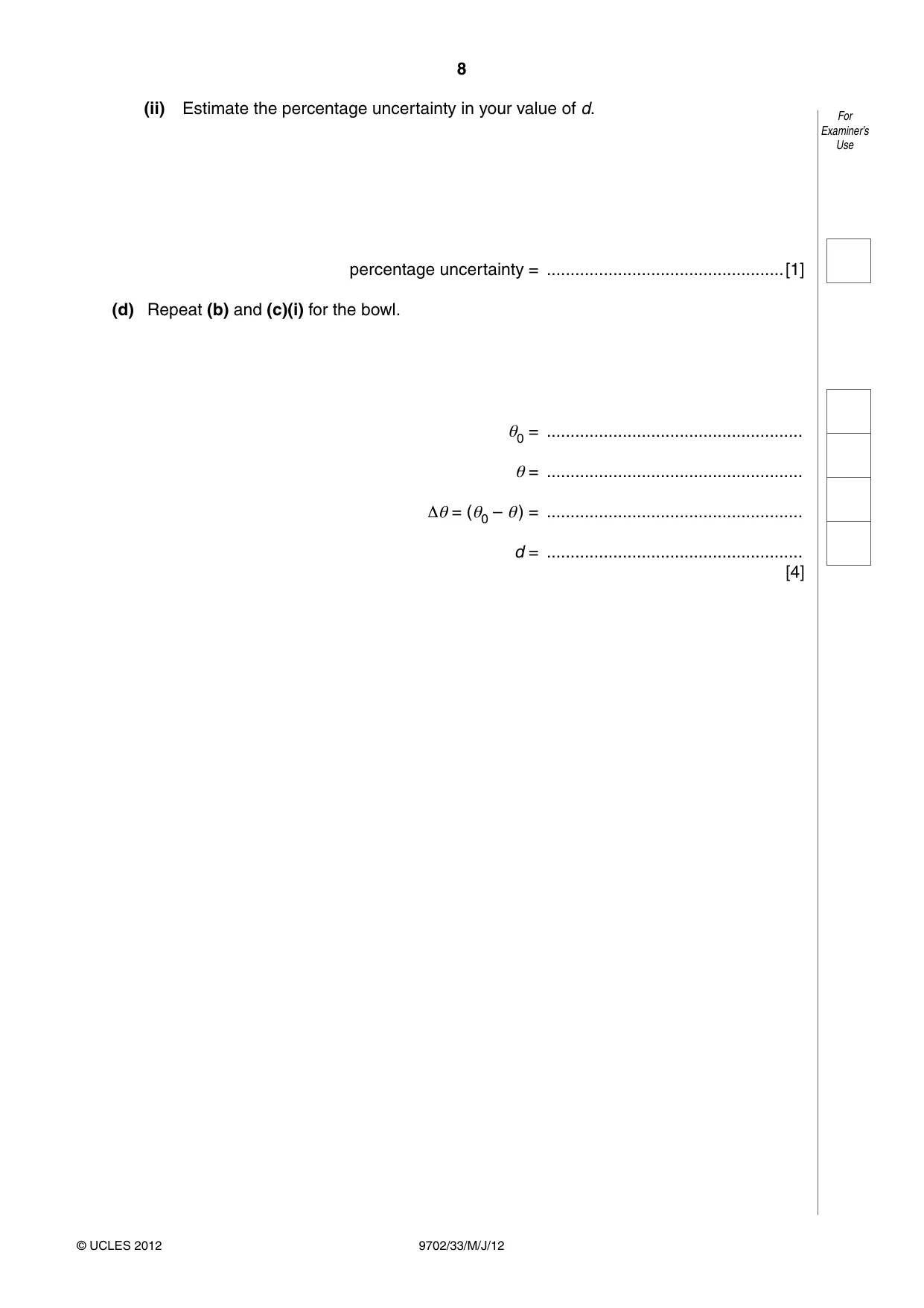 Cambridge A Level Physics 9702 2012 May/June Paper 3 · Variant 3 question paper, page 8 of 12