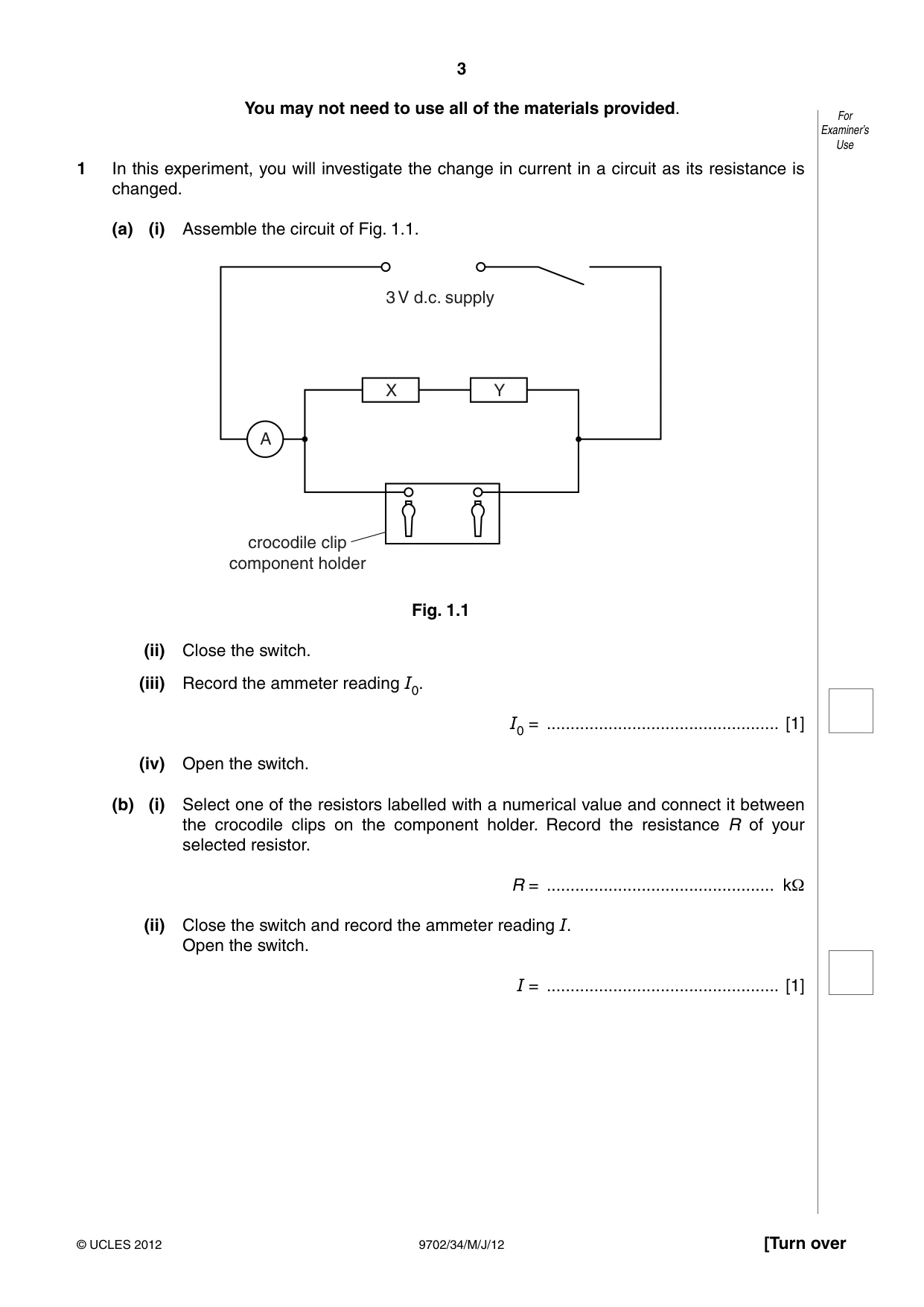 Cambridge A Level Physics 9702 2012 May/June Paper 3 · Variant 4 question paper, page 3 of 12