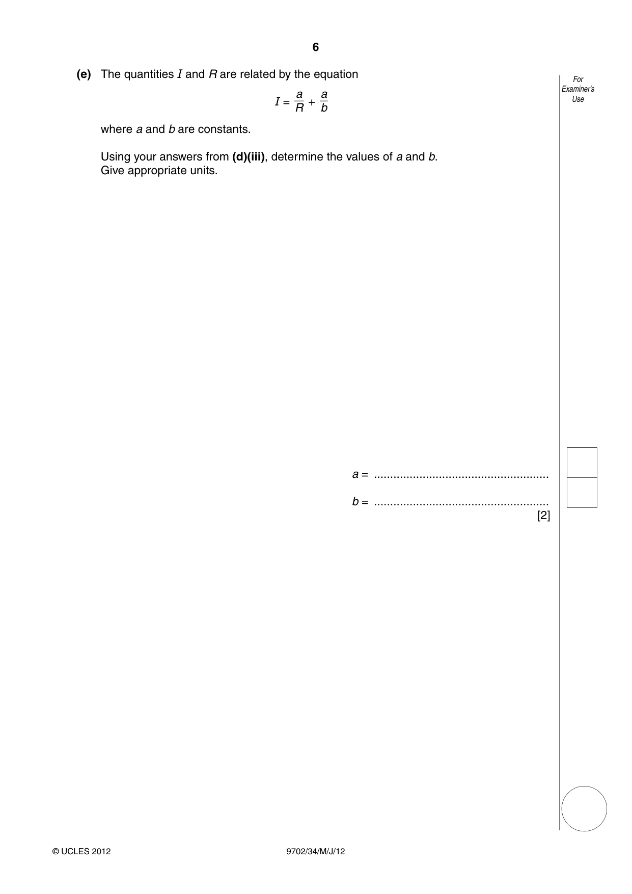Cambridge A Level Physics 9702 2012 May/June Paper 3 · Variant 4 question paper, page 6 of 12