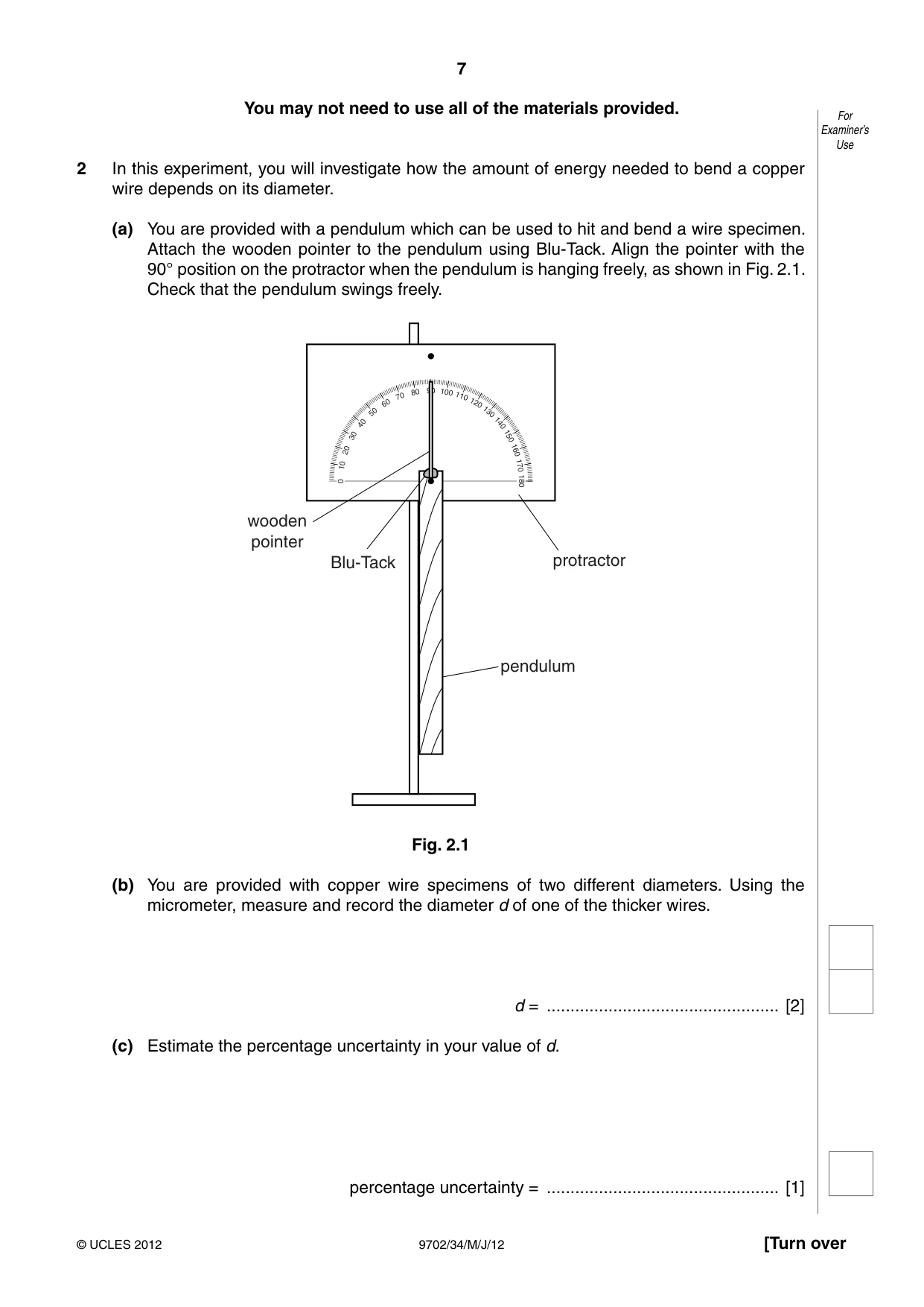 Cambridge A Level Physics 9702 2012 May/June Paper 3 · Variant 4 question paper, page 7 of 12