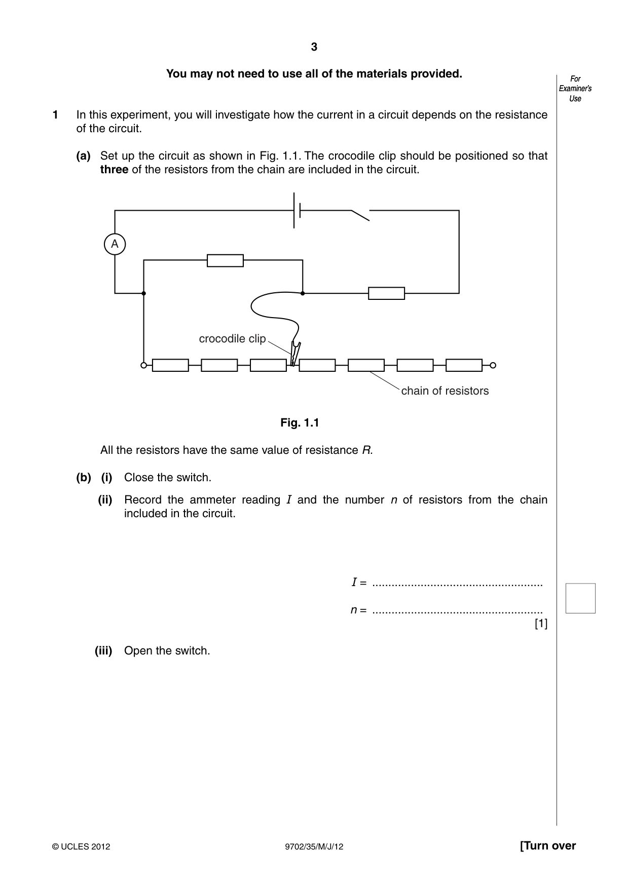 Cambridge A Level Physics 9702 2012 May/June Paper 3 · Variant 5 question paper, page 3 of 12