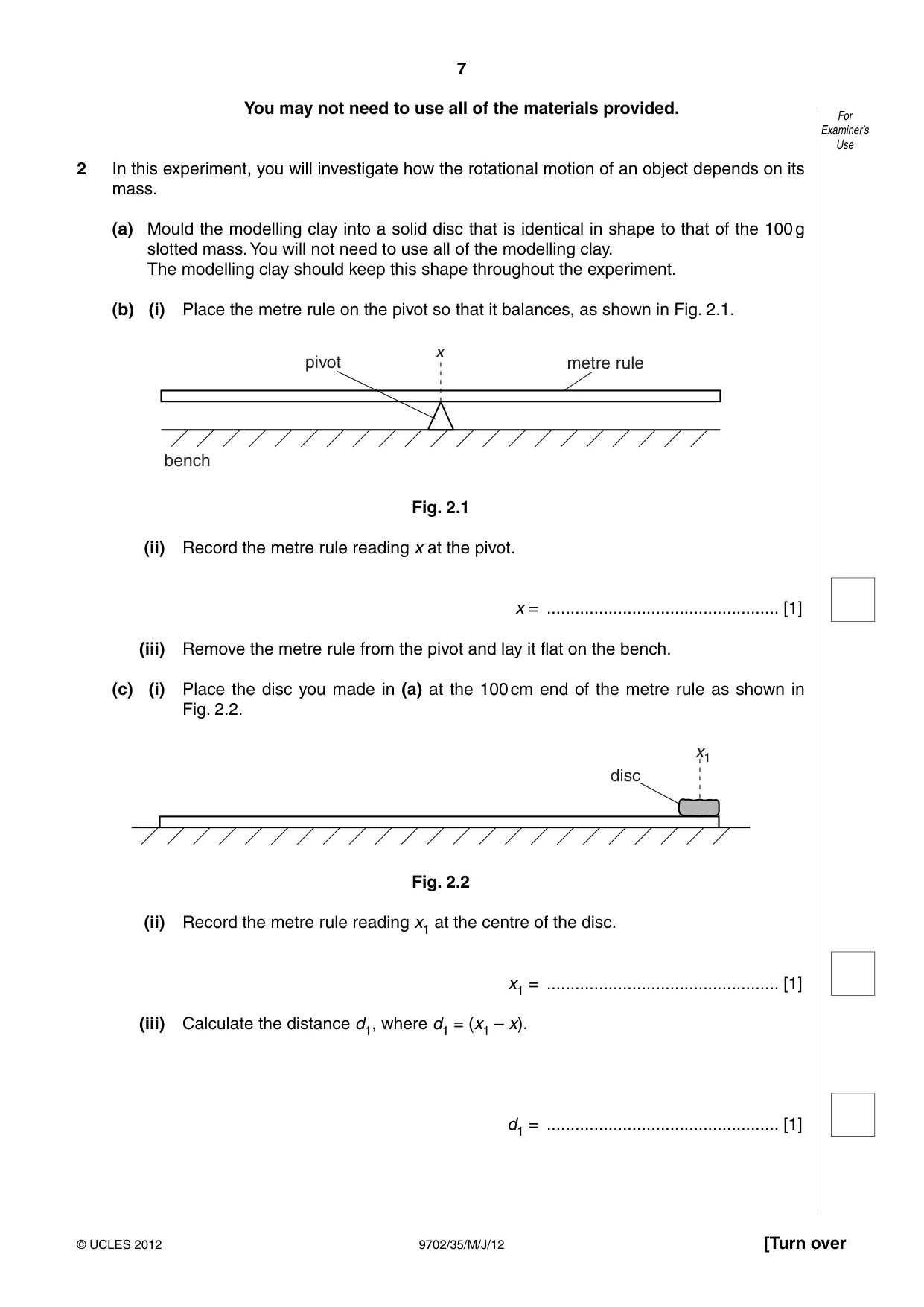 Cambridge A Level Physics 9702 2012 May/June Paper 3 · Variant 5 question paper, page 7 of 12