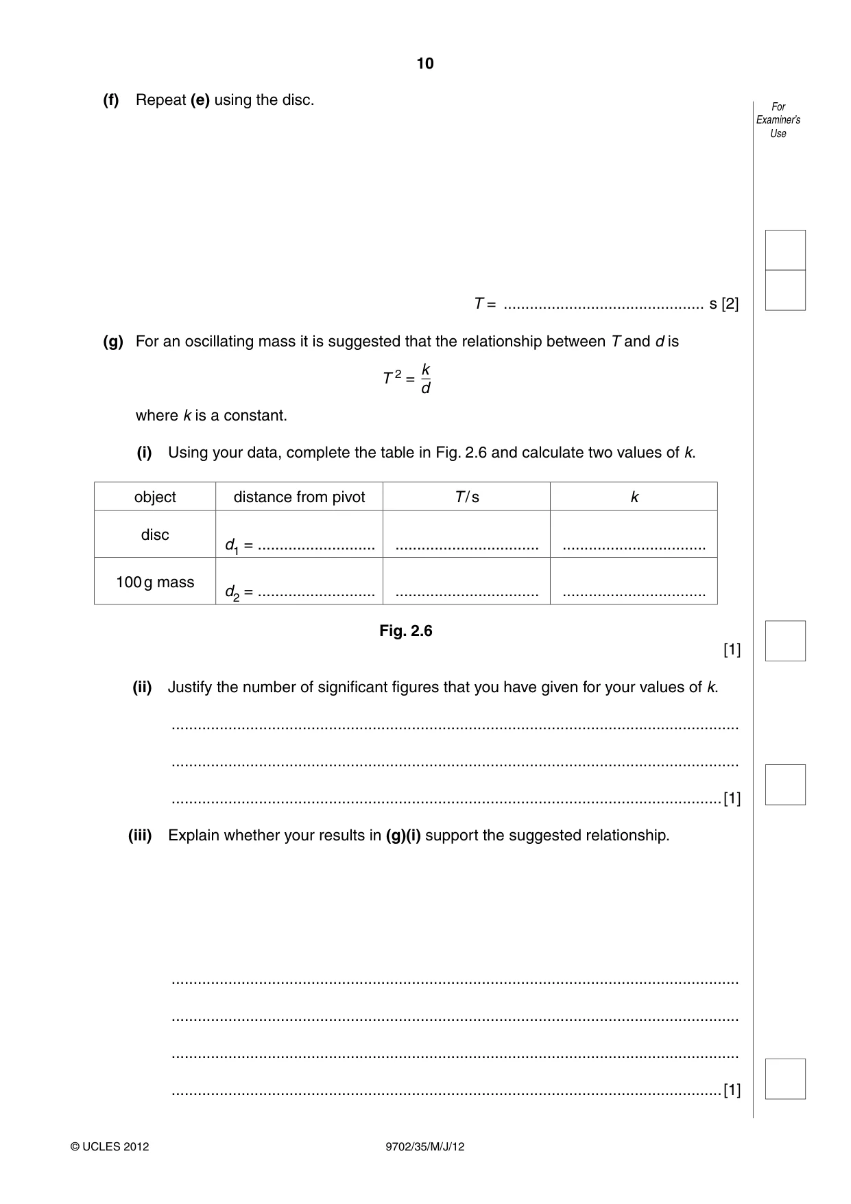 Cambridge A Level Physics 9702 2012 May/June Paper 3 · Variant 5 question paper, page 10 of 12