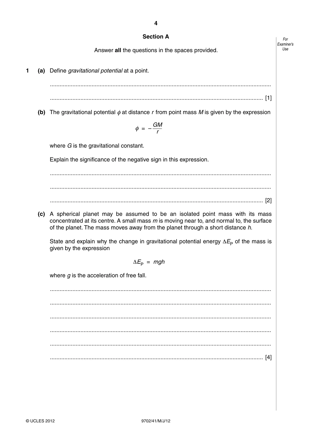 Cambridge A Level Physics 9702 2012 May/June Paper 4 · Variant 1 question paper, page 4 of 24
