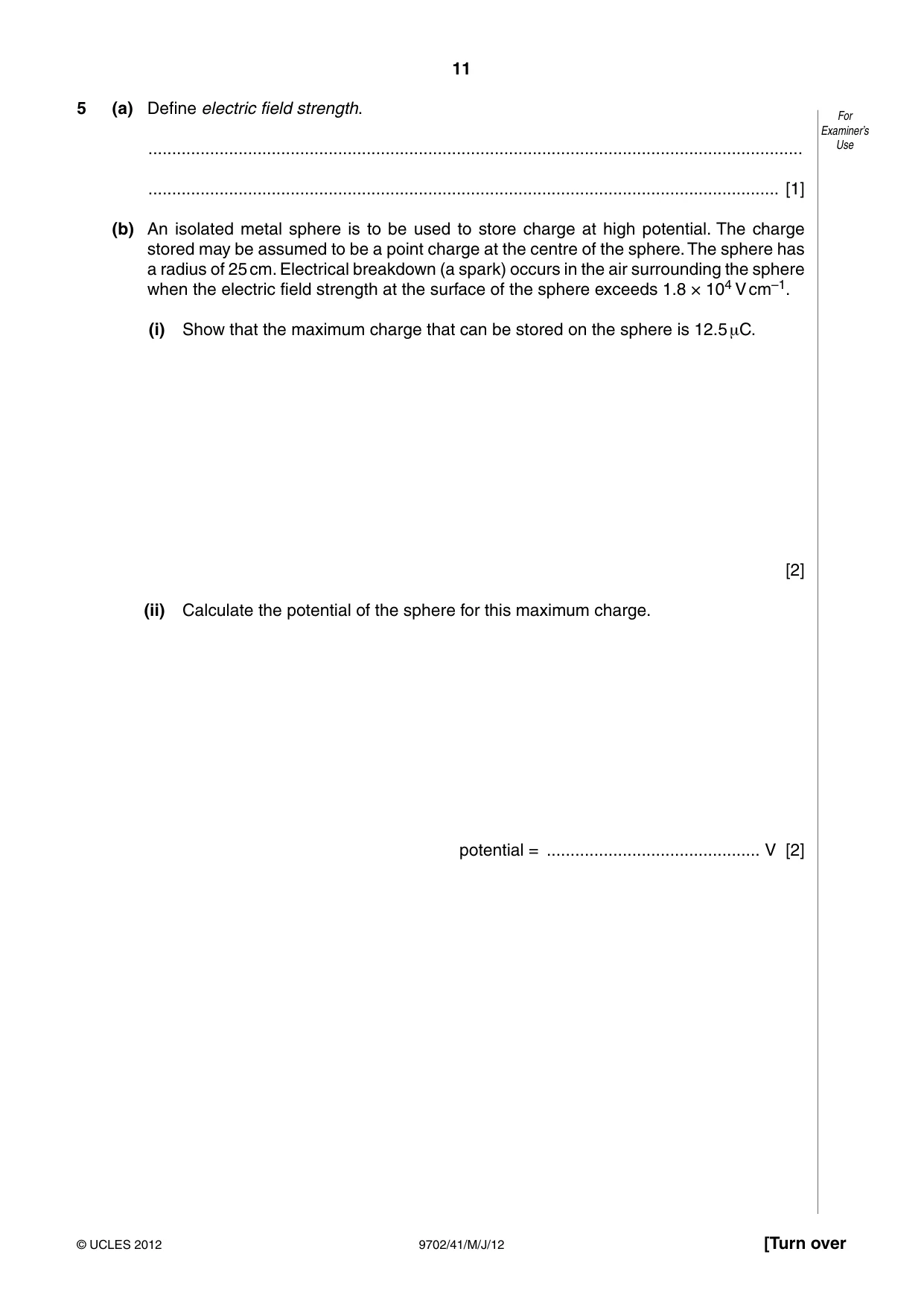 Cambridge A Level Physics 9702 2012 May/June Paper 4 · Variant 1 question paper, page 11 of 24