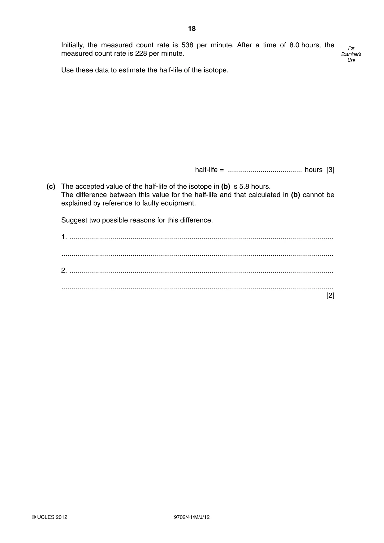Cambridge A Level Physics 9702 2012 May/June Paper 4 · Variant 1 question paper, page 18 of 24