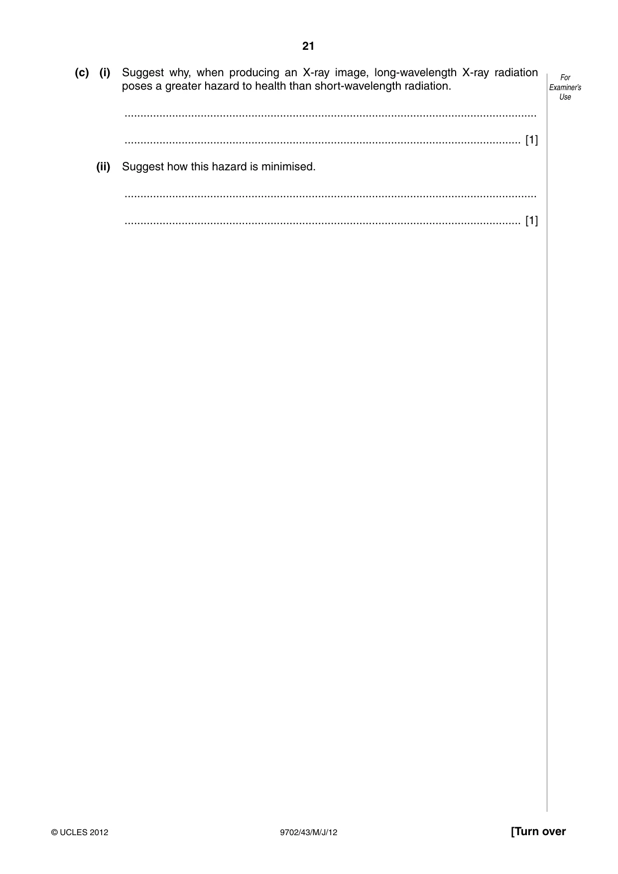 Cambridge A Level Physics 9702 2012 May/June Paper 4 · Variant 3 question paper, page 21 of 24