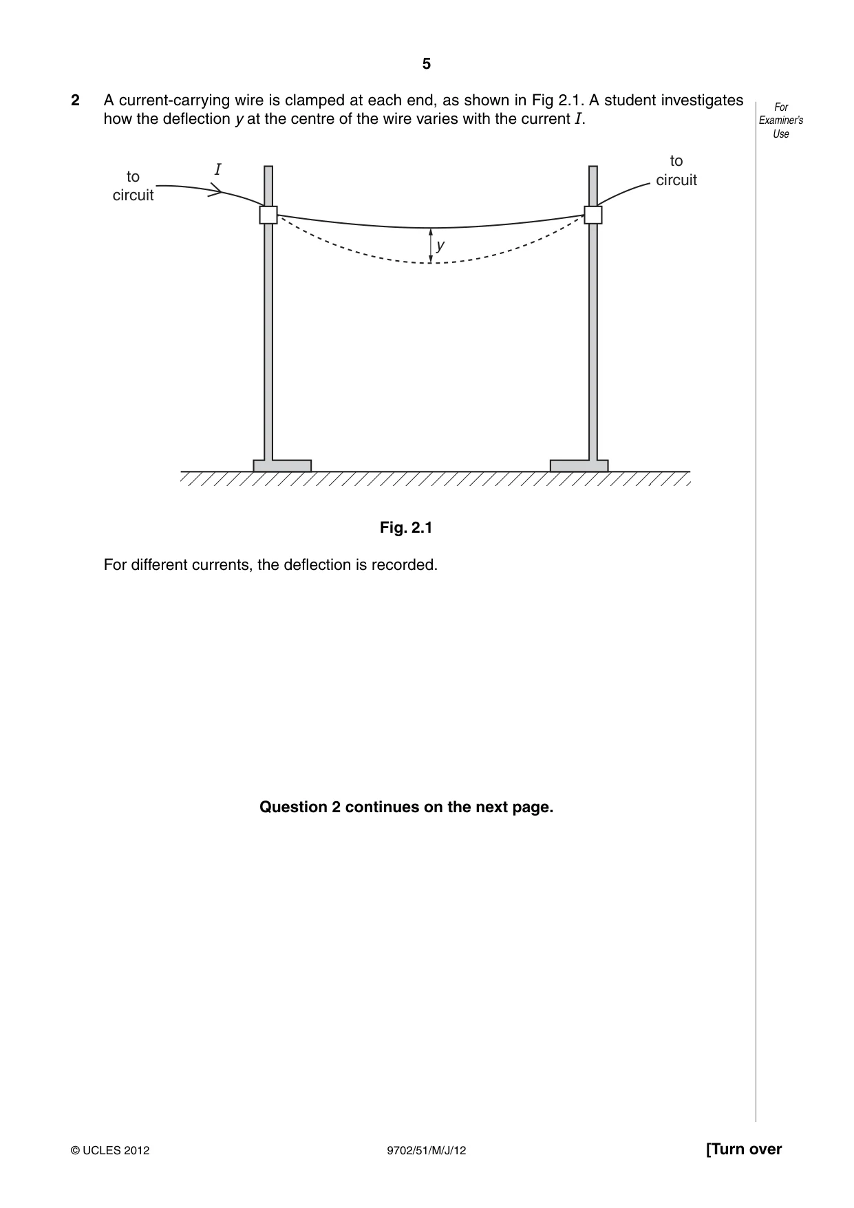 Cambridge A Level Physics 9702 2012 May/June Paper 5 · Variant 1 question paper, page 5 of 8