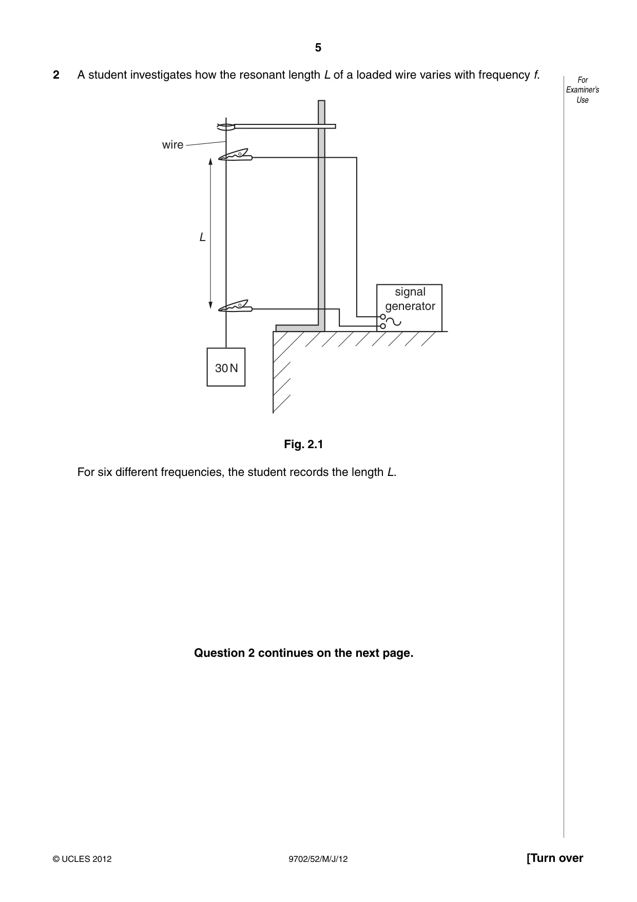 Cambridge A Level Physics 9702 2012 May/June Paper 5 · Variant 2 question paper, page 5 of 8