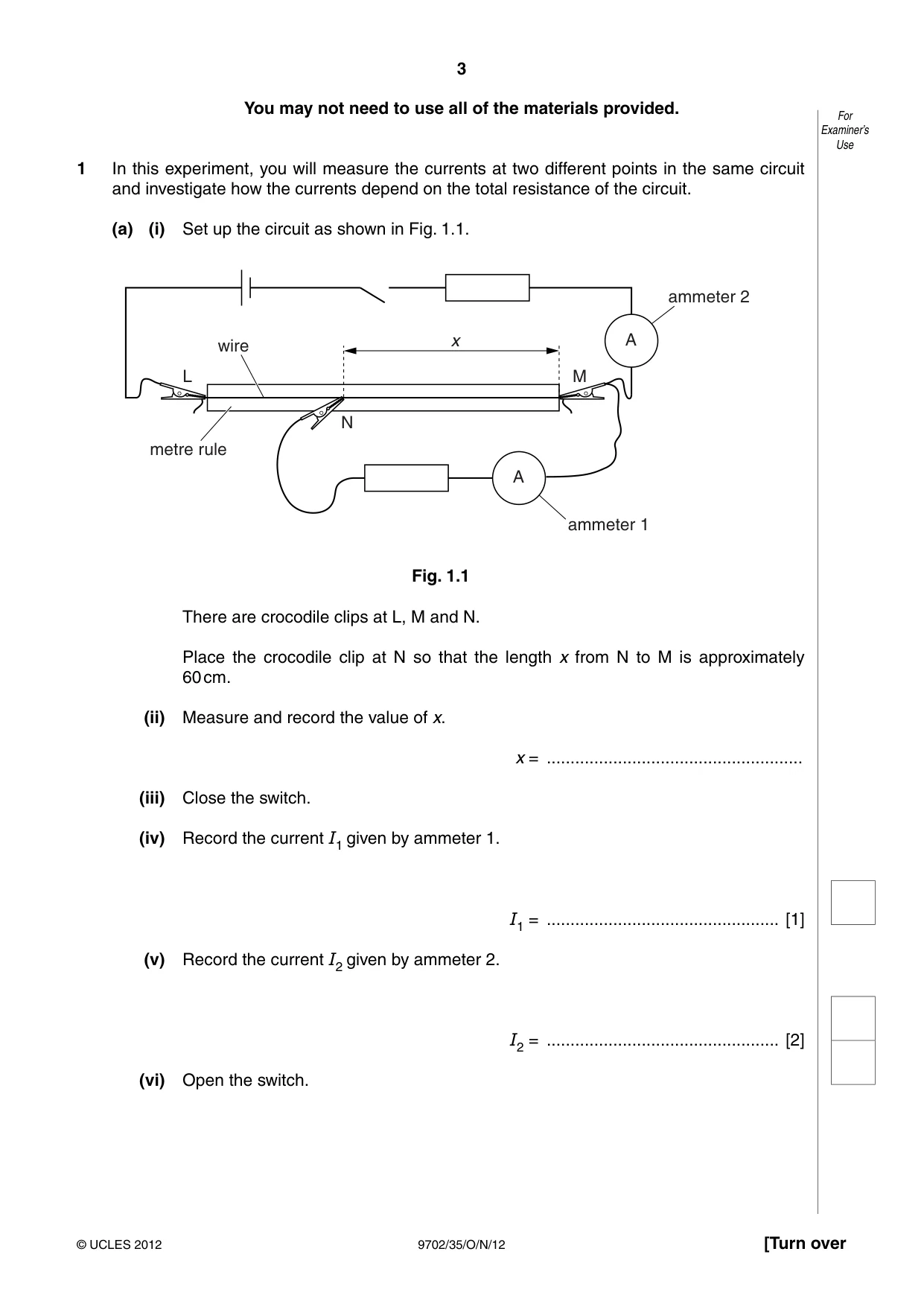 Cambridge A Level Physics 9702 2012 Oct/Nov Paper 3 · Variant 5 question paper, page 3 of 12