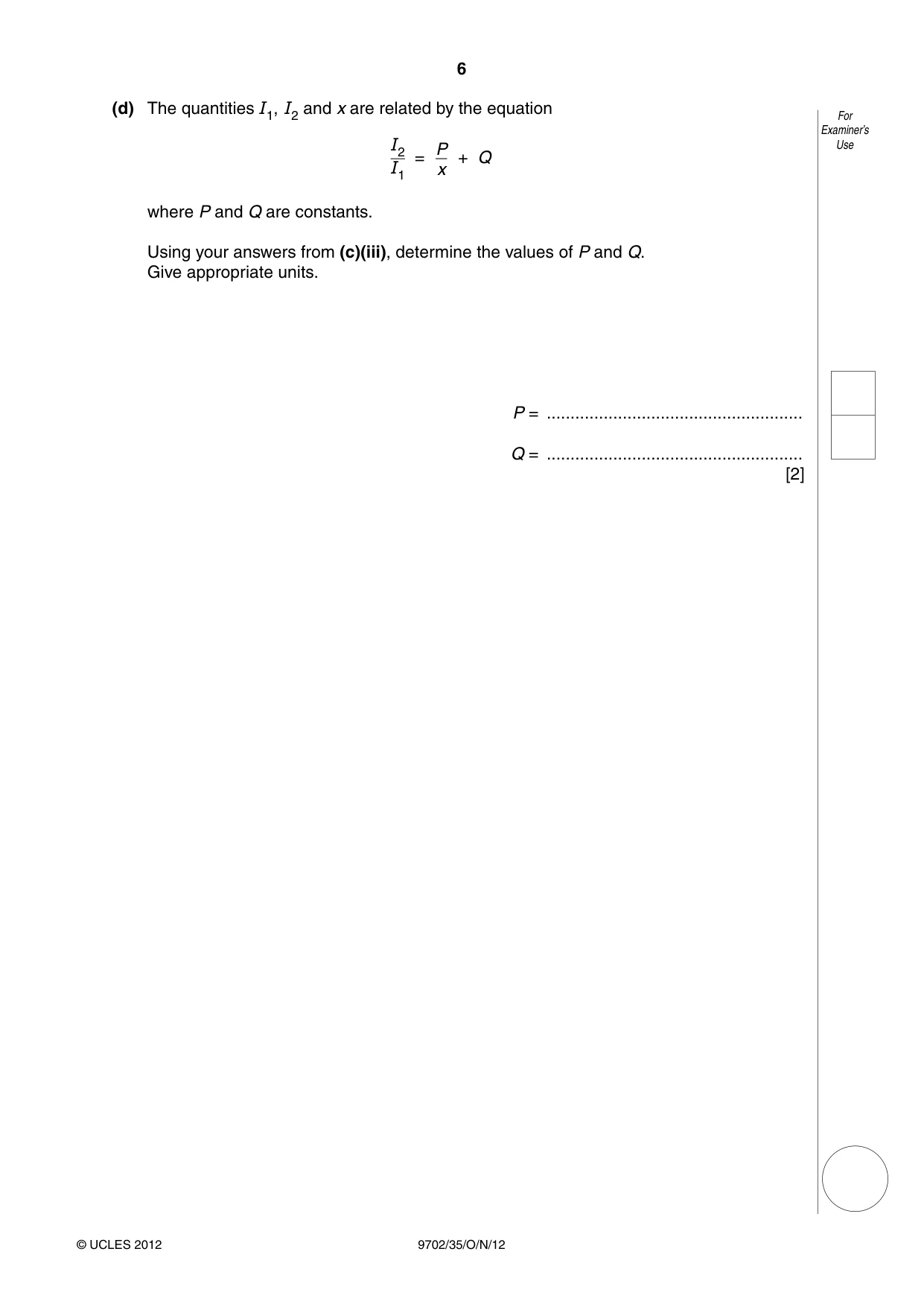 Cambridge A Level Physics 9702 2012 Oct/Nov Paper 3 · Variant 5 question paper, page 6 of 12