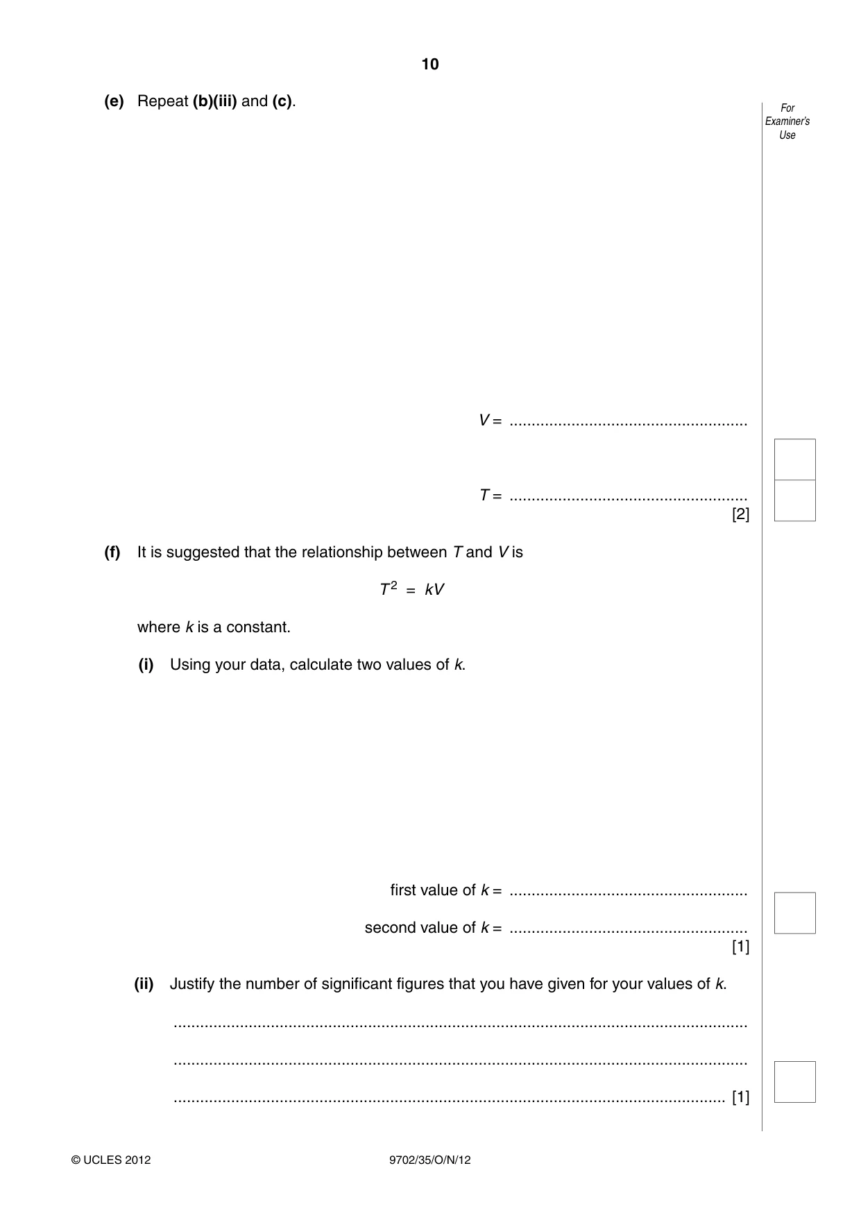 Cambridge A Level Physics 9702 2012 Oct/Nov Paper 3 · Variant 5 question paper, page 10 of 12