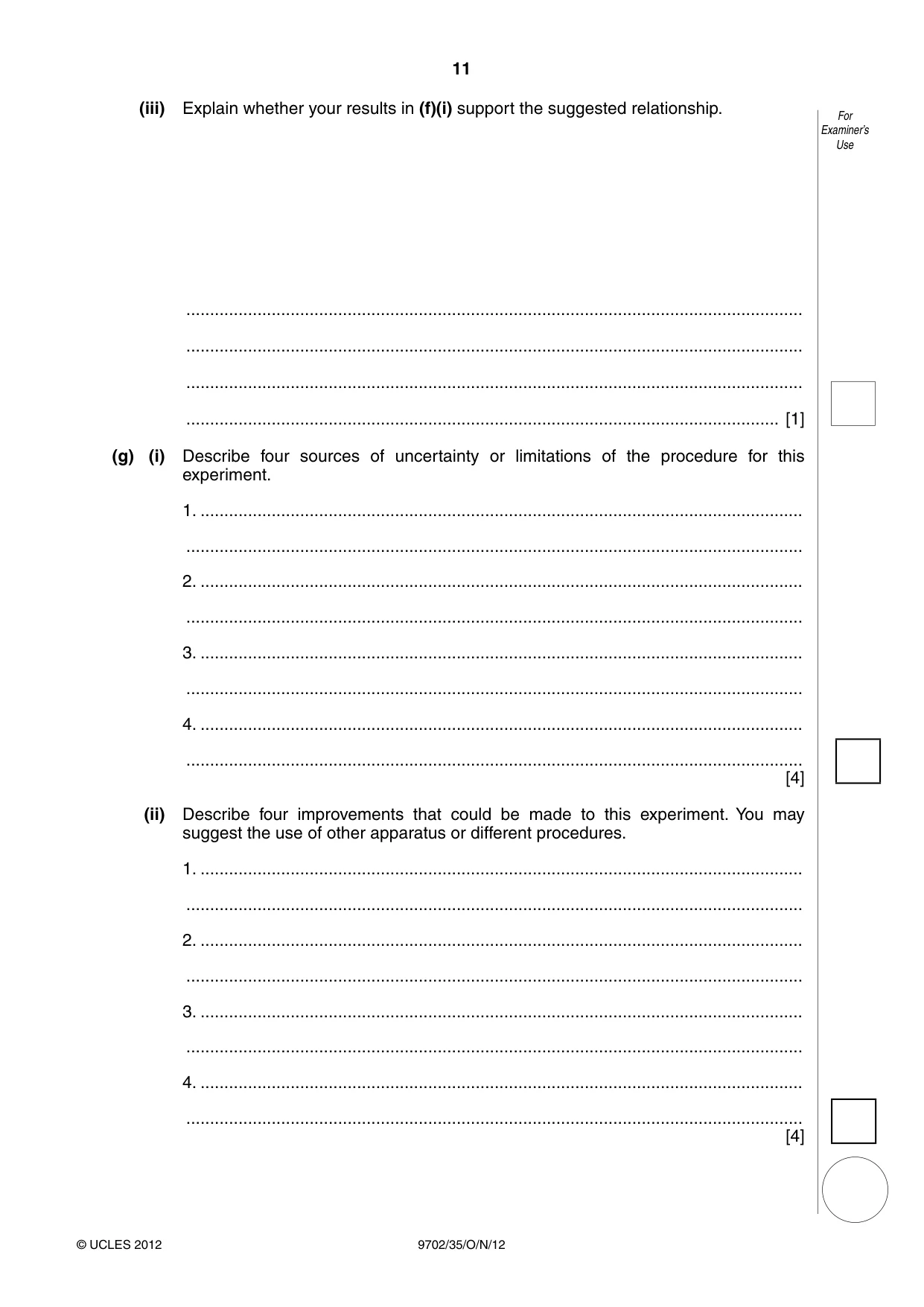 Cambridge A Level Physics 9702 2012 Oct/Nov Paper 3 · Variant 5 question paper, page 11 of 12