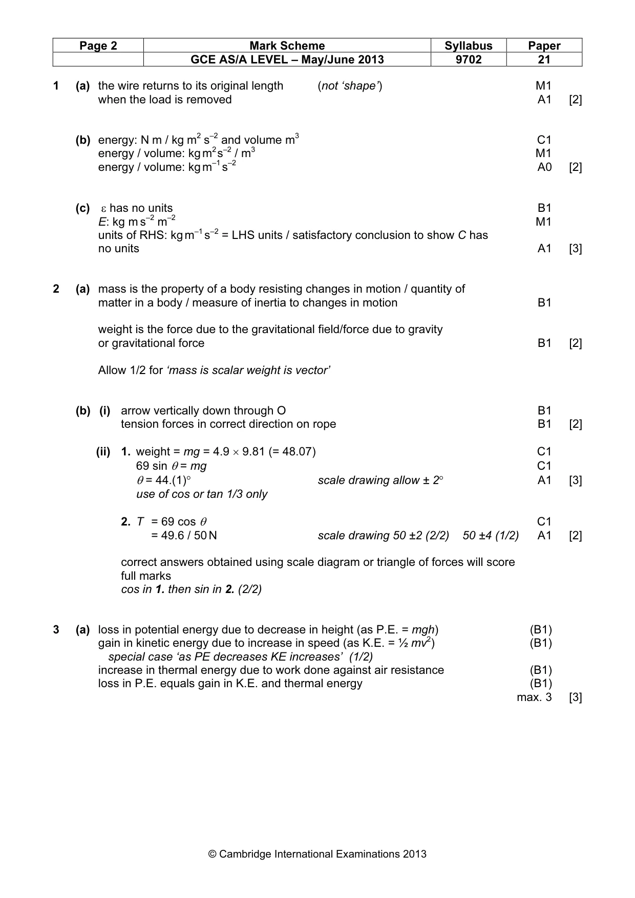 Mark scheme, page 2 of 4