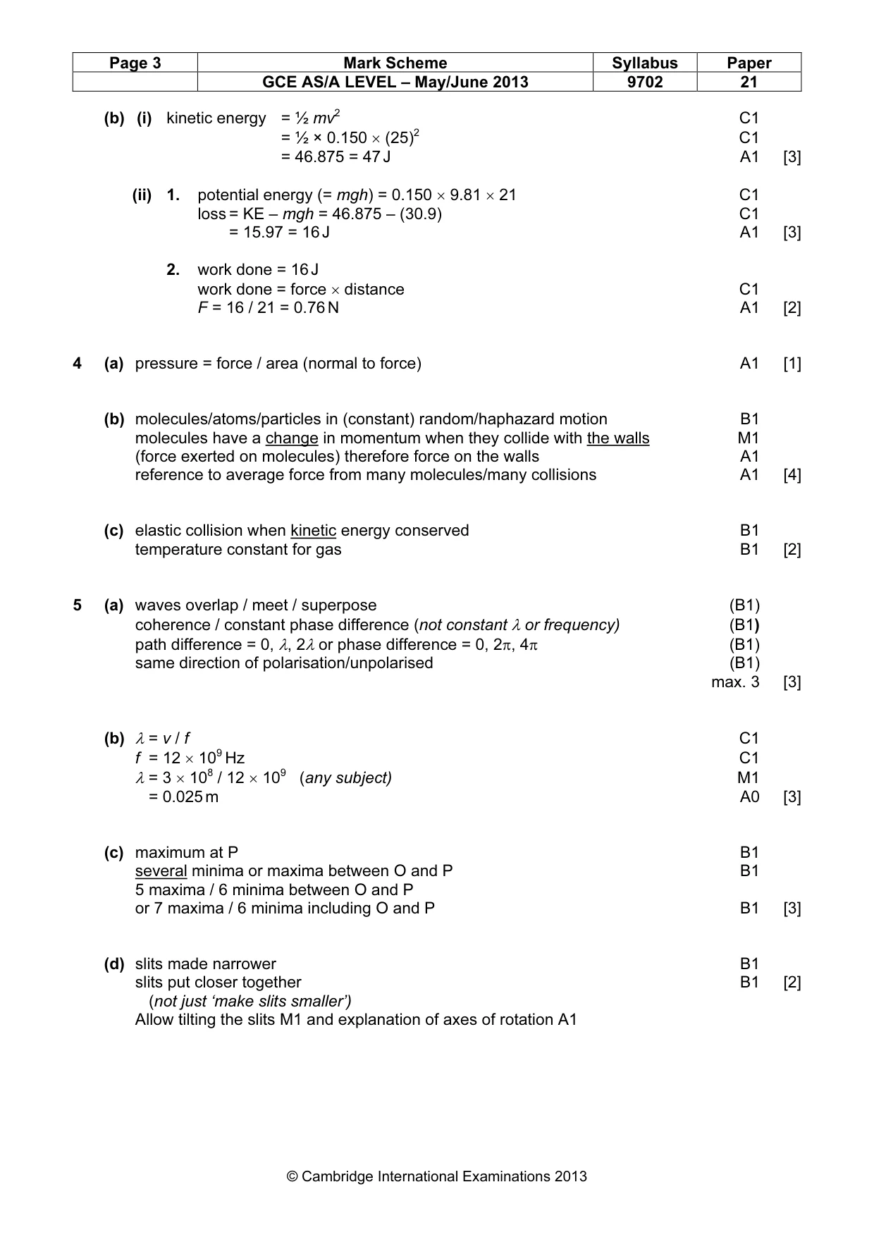 Mark scheme, page 3 of 4