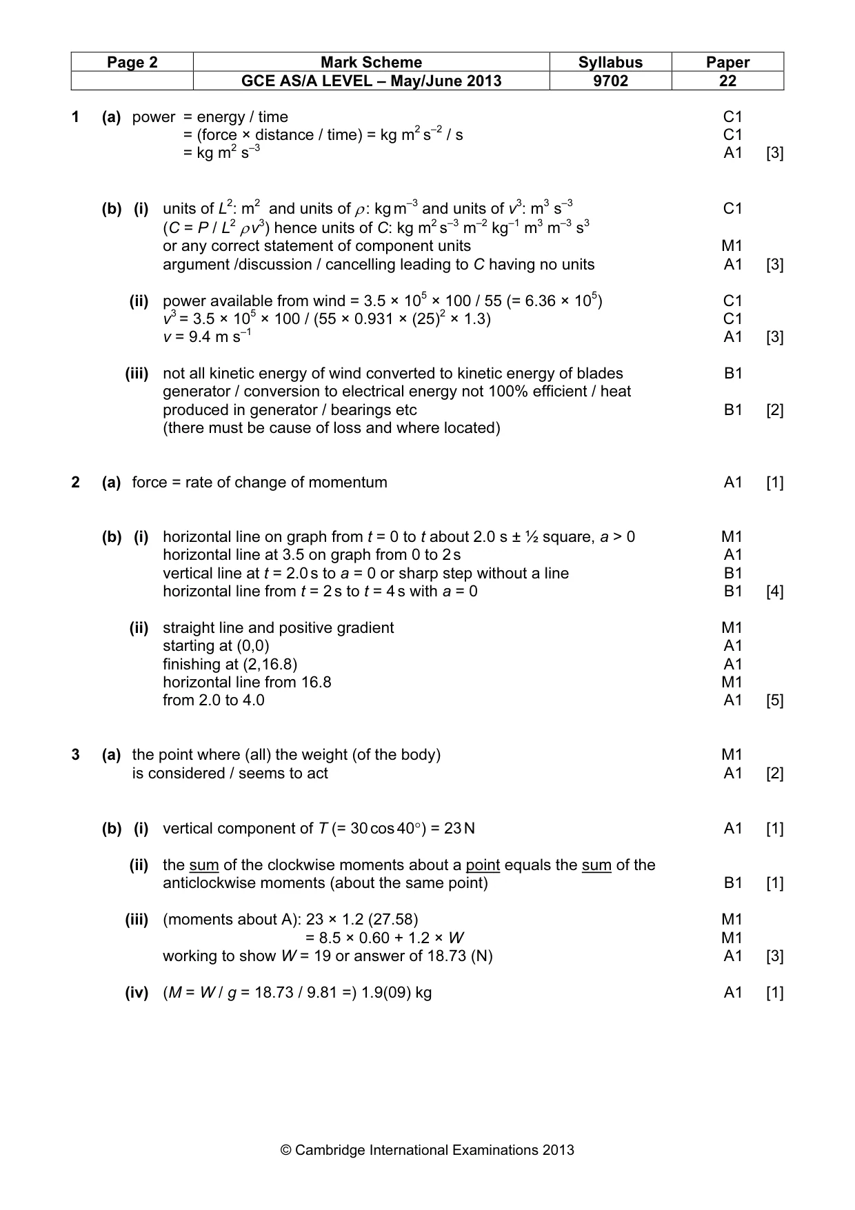 Mark scheme, page 2 of 4