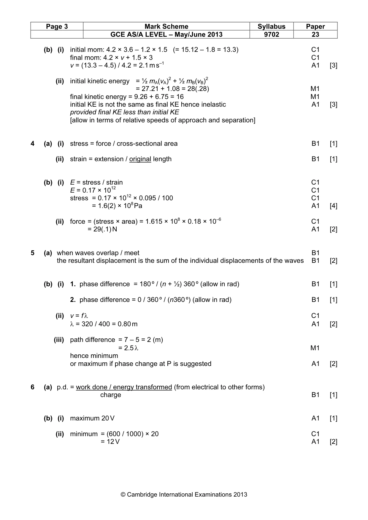 Mark scheme, page 3 of 4