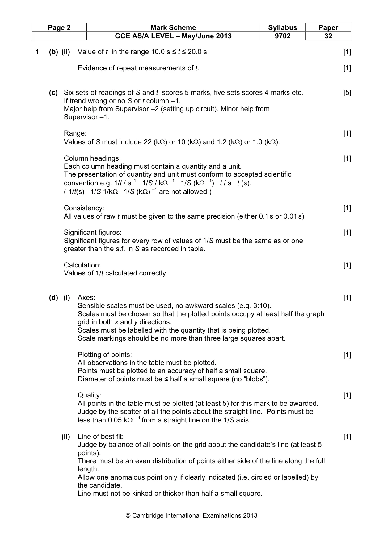 Mark scheme, page 2 of 4