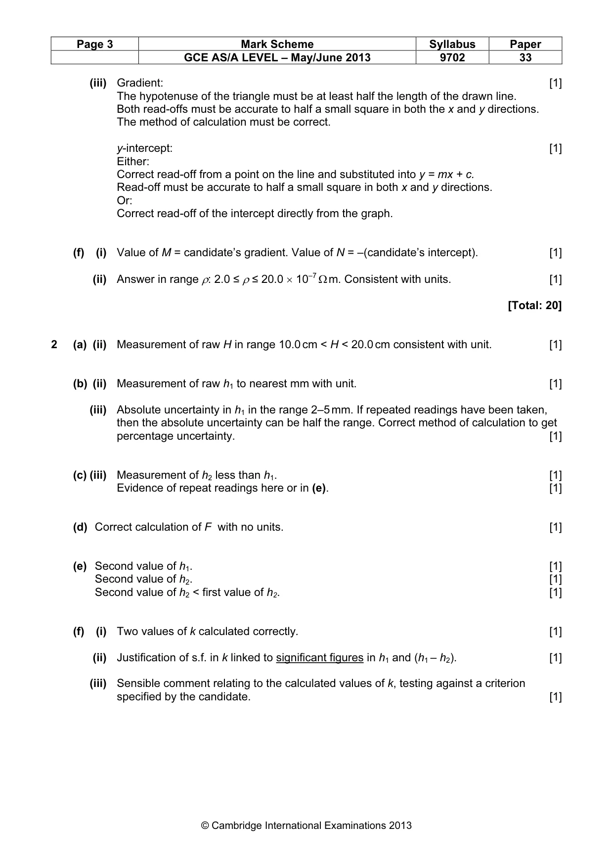 Mark scheme, page 3 of 4