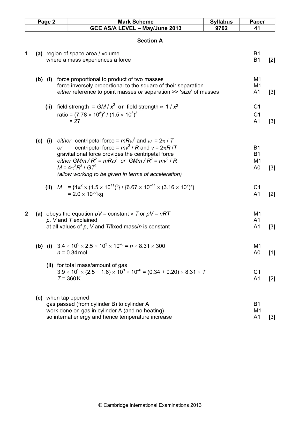 Mark scheme, page 2 of 6
