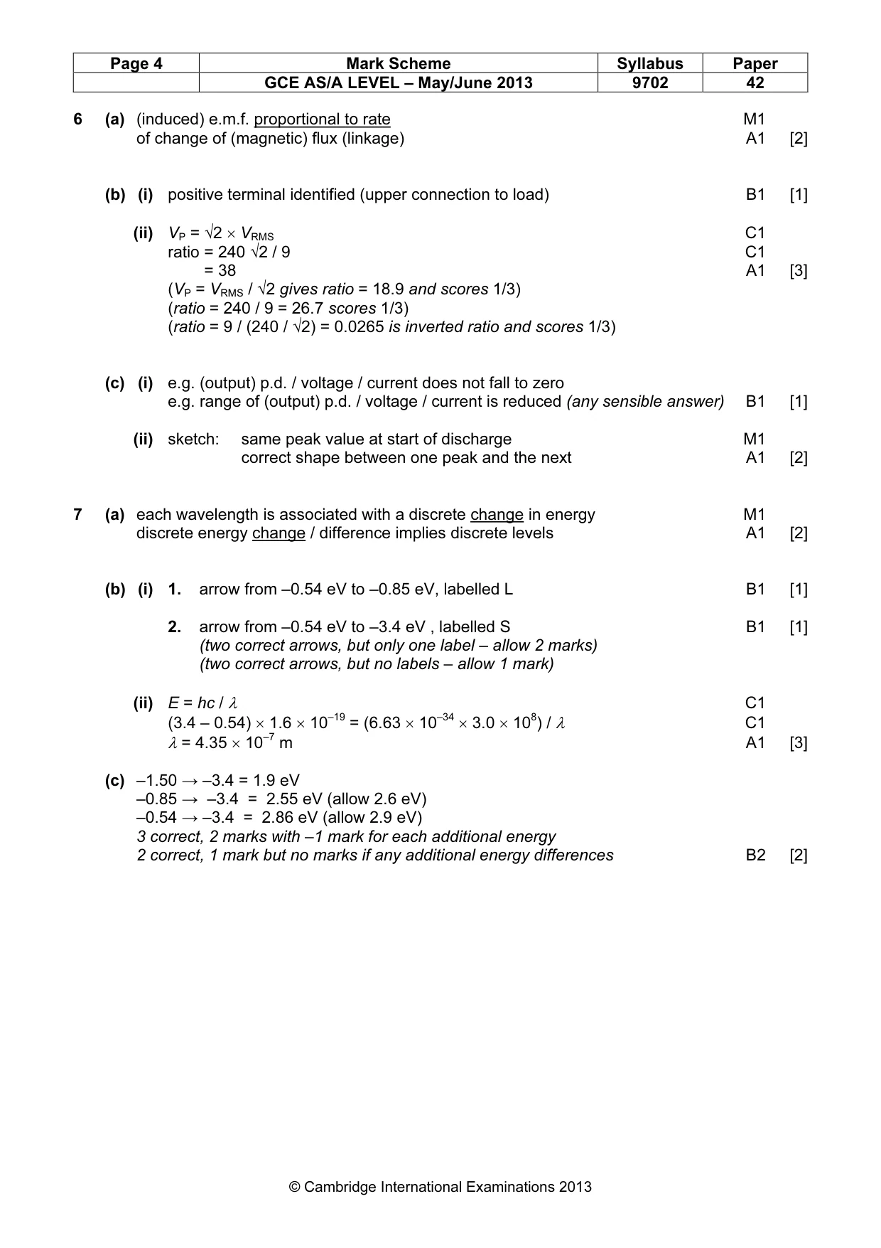 Mark scheme, page 4 of 7