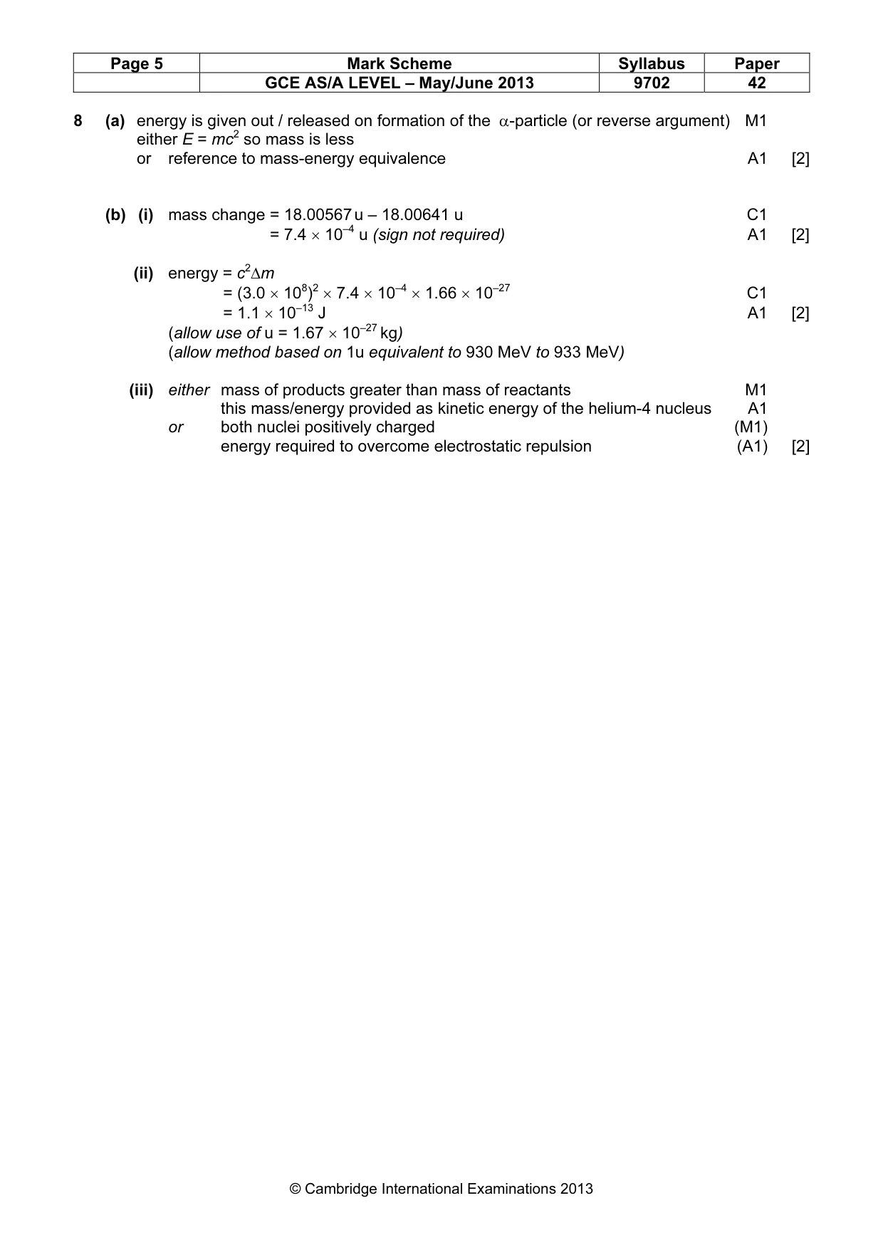 Mark scheme, page 5 of 7
