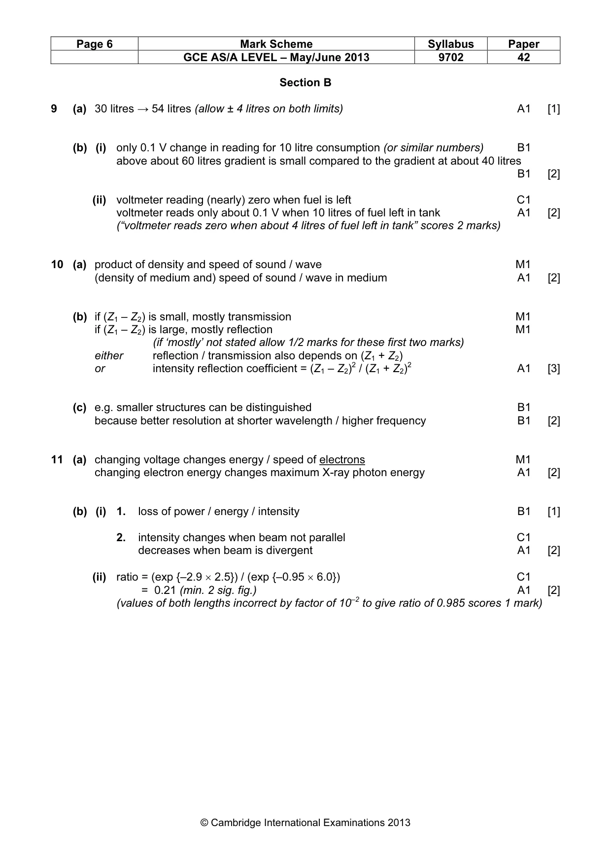 Mark scheme, page 6 of 7