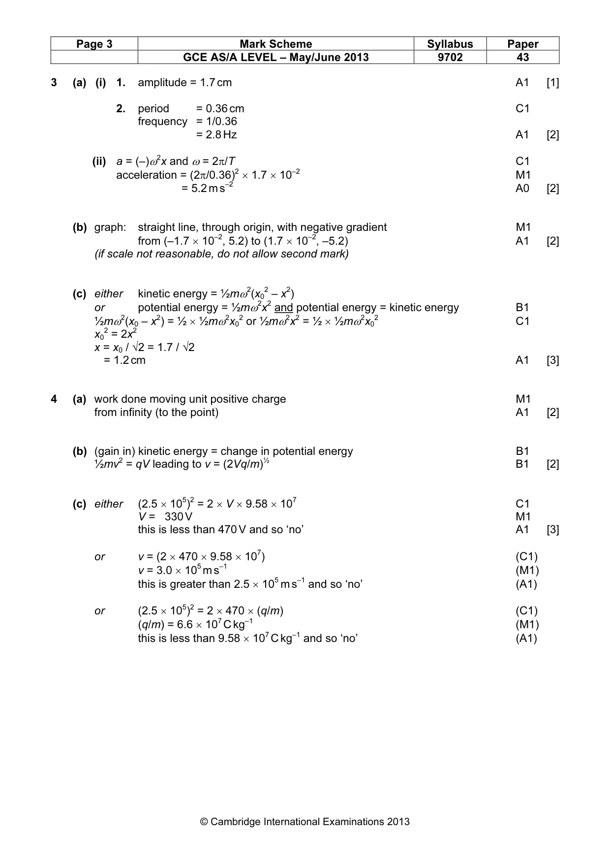 Mark scheme, page 3 of 6