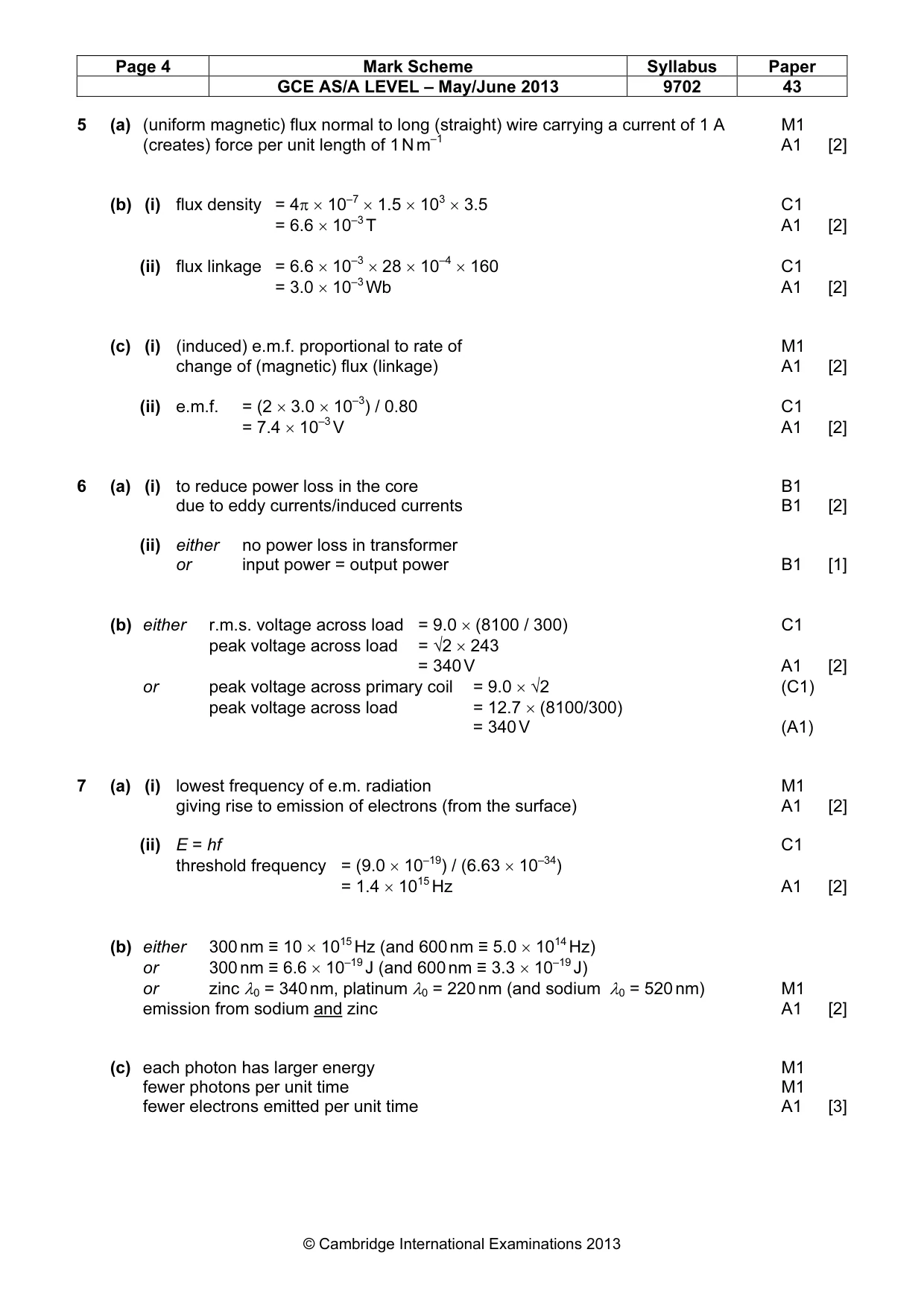 Mark scheme, page 4 of 6