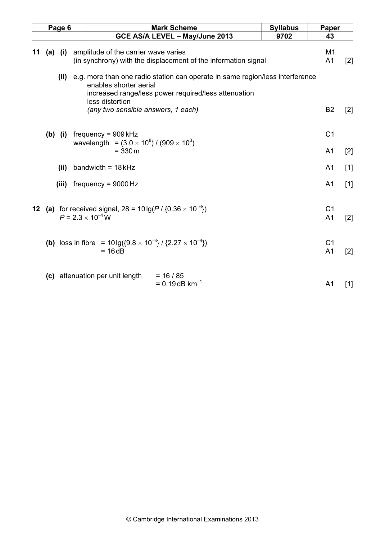 Mark scheme, page 6 of 6