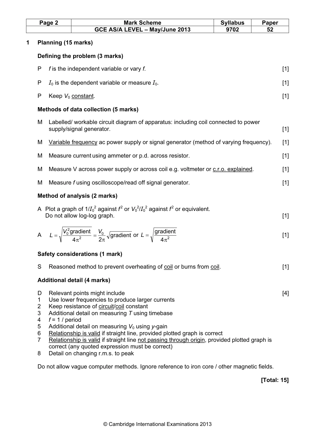 Mark scheme, page 2 of 4