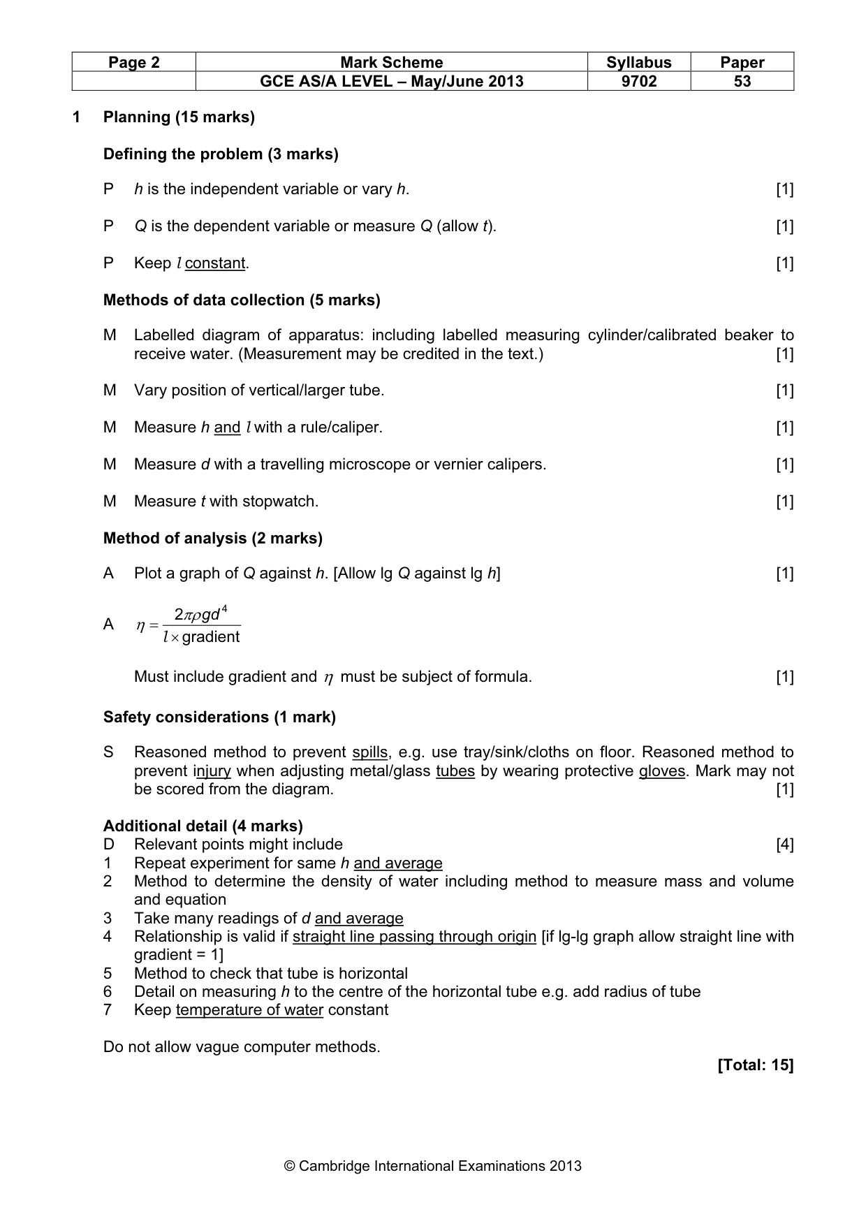 Mark scheme, page 2 of 4