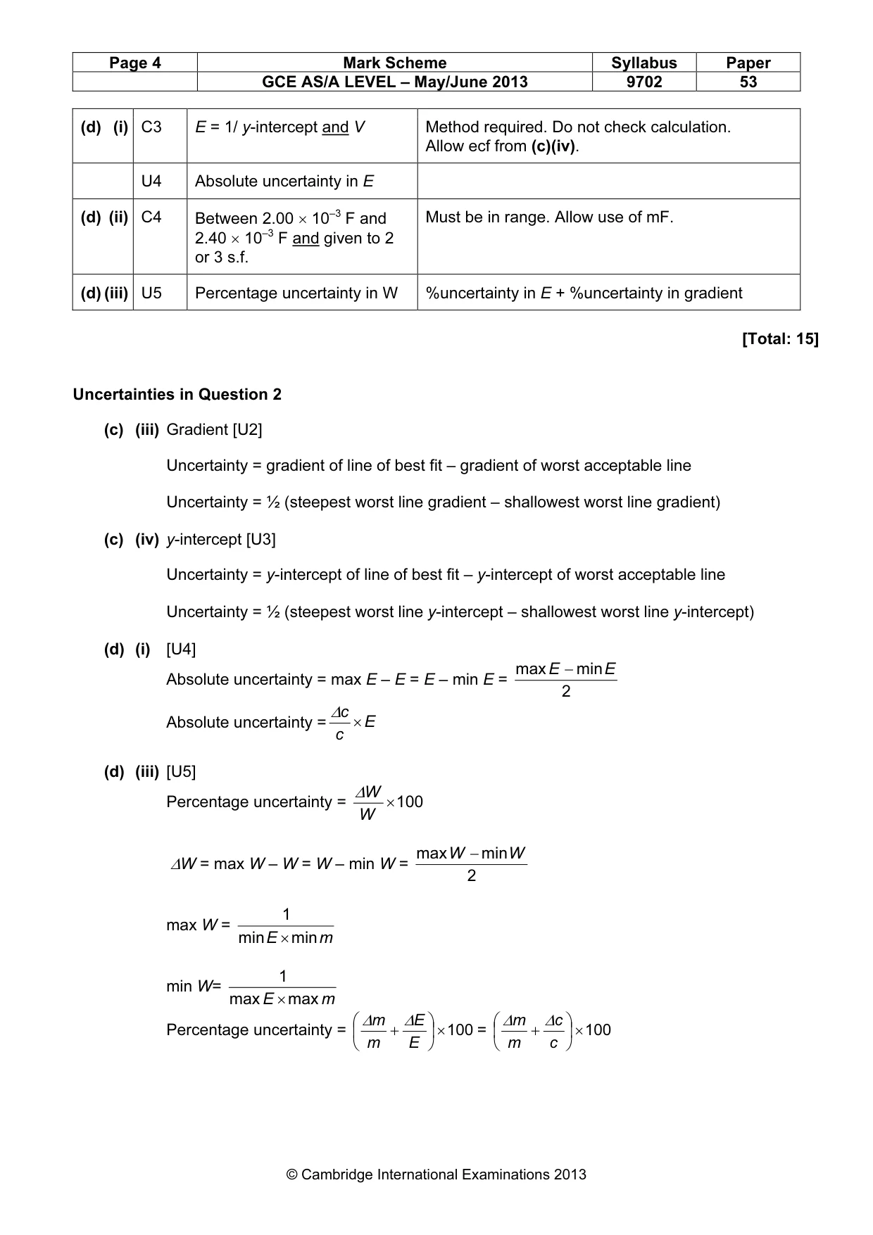 Mark scheme, page 4 of 4
