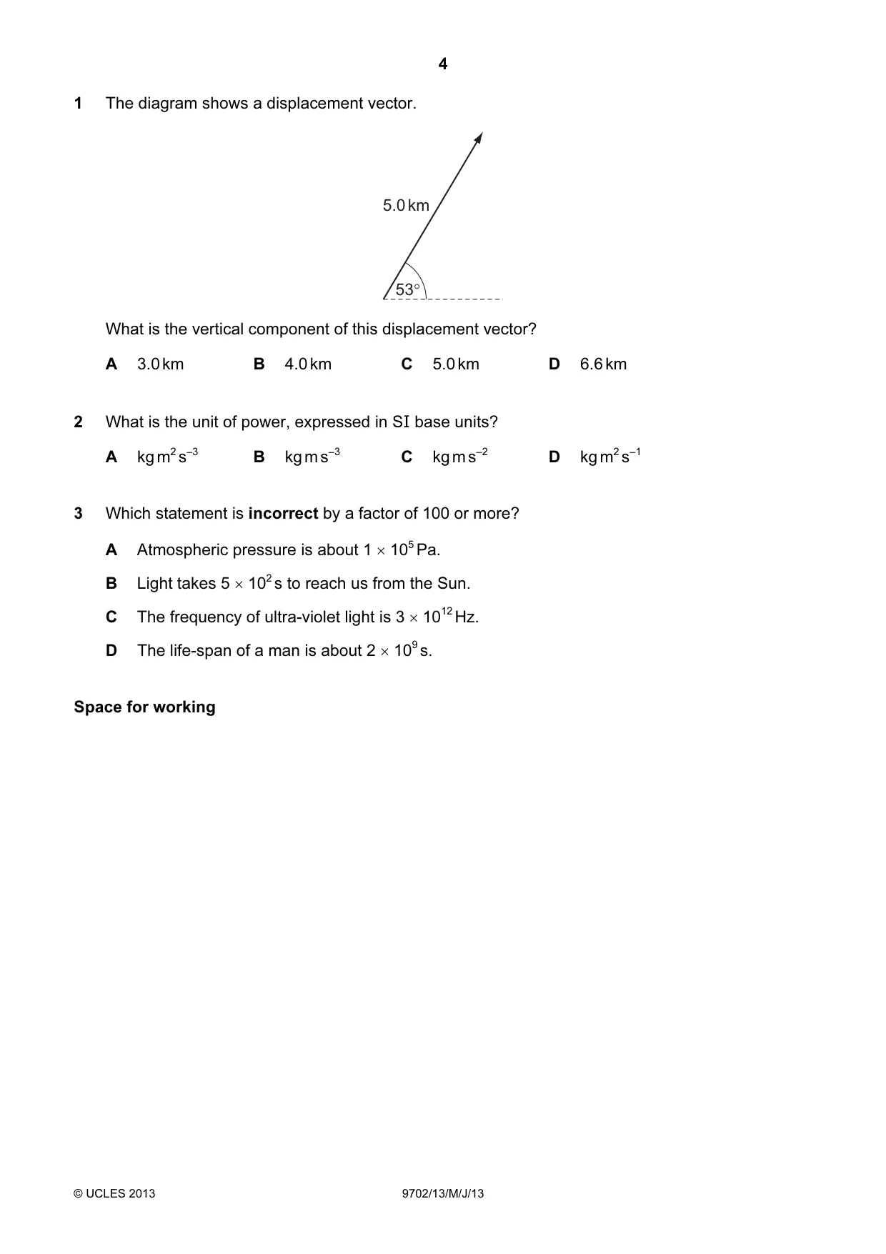 Cambridge A Level Physics 9702 2013 May/June Paper 1 · Variant 3 question paper, page 4 of 28