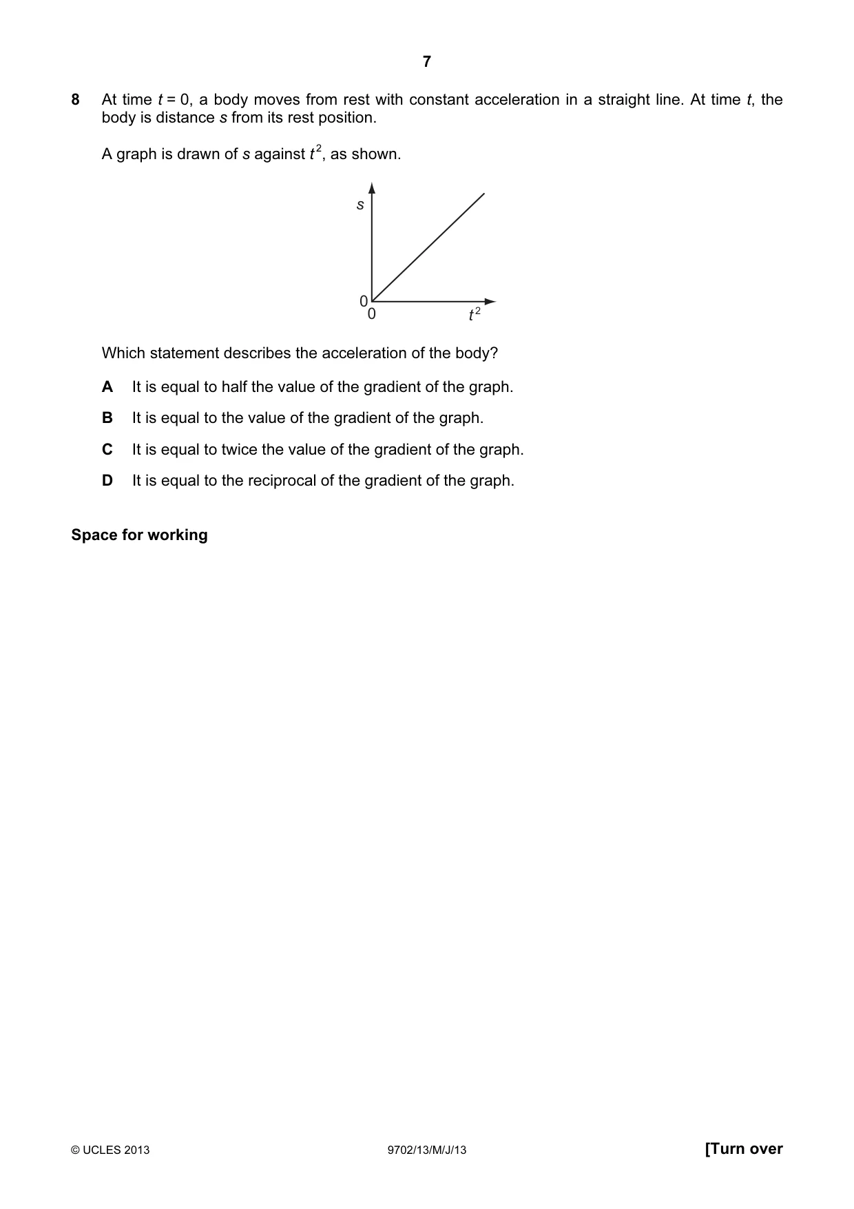 Cambridge A Level Physics 9702 2013 May/June Paper 1 · Variant 3 question paper, page 7 of 28