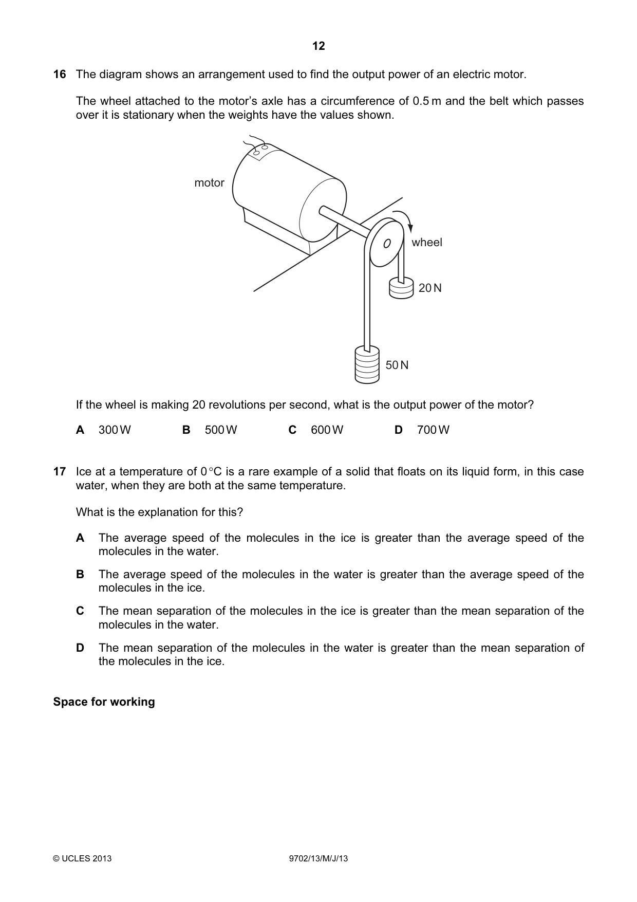 Cambridge A Level Physics 9702 2013 May/June Paper 1 · Variant 3 question paper, page 12 of 28