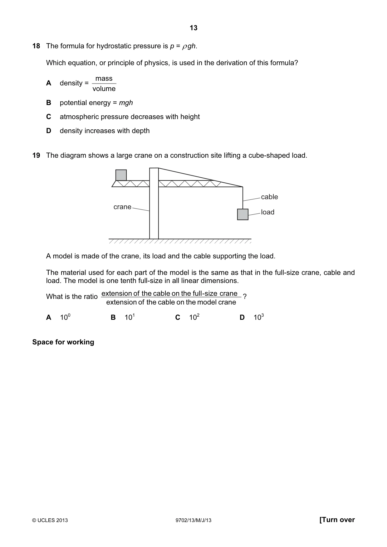 Cambridge A Level Physics 9702 2013 May/June Paper 1 · Variant 3 question paper, page 13 of 28