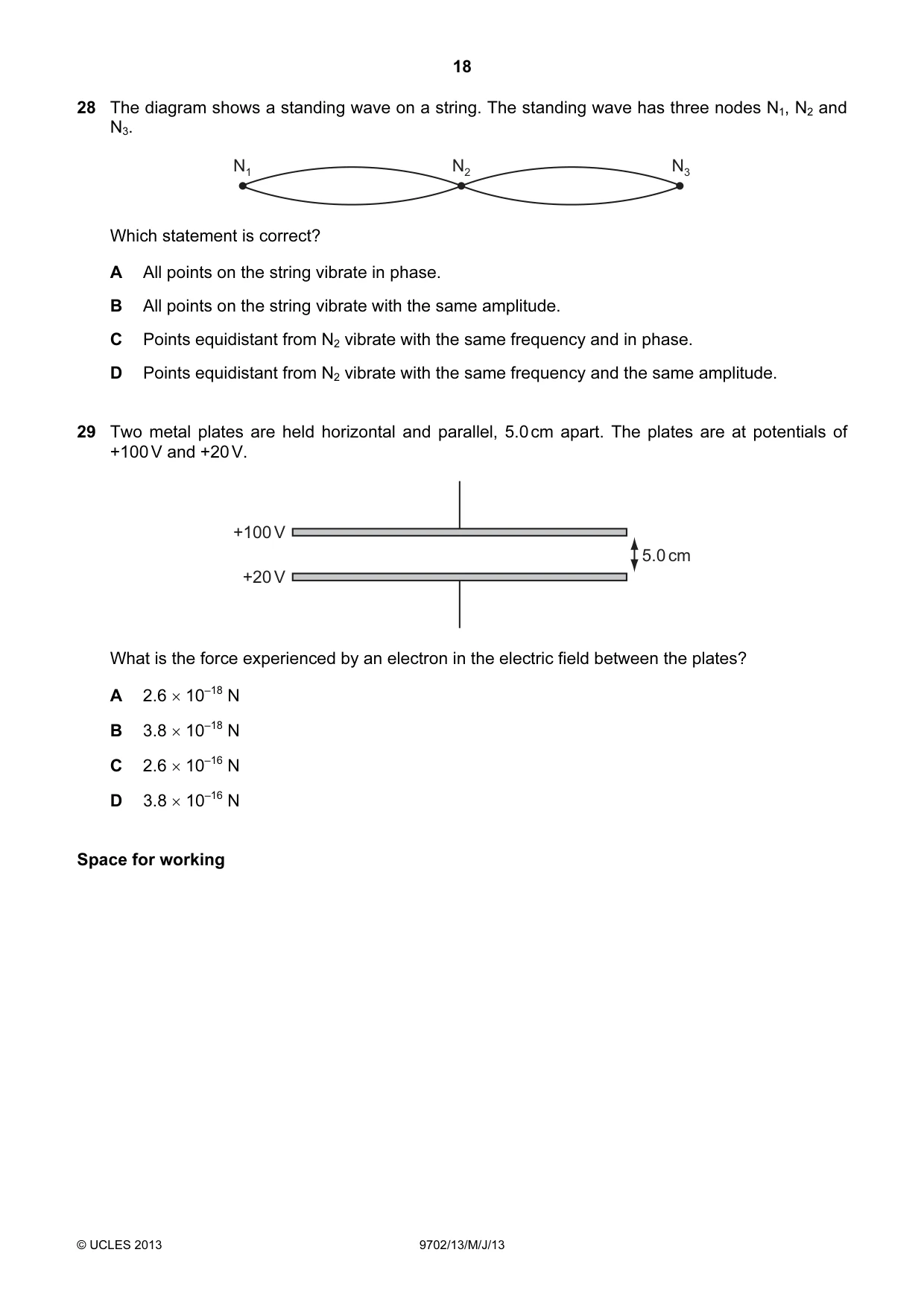 Cambridge A Level Physics 9702 2013 May/June Paper 1 · Variant 3 question paper, page 18 of 28