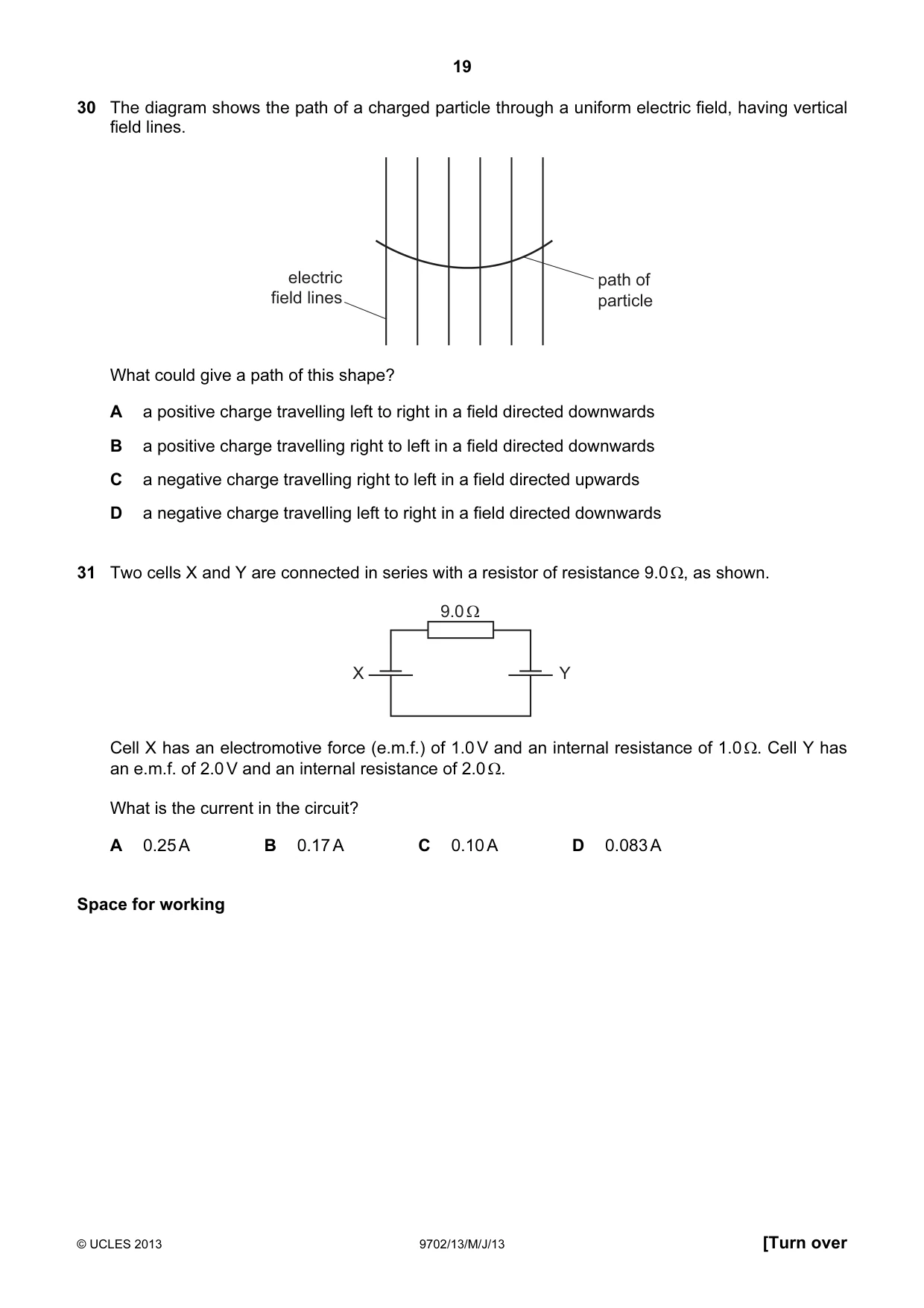 Cambridge A Level Physics 9702 2013 May/June Paper 1 · Variant 3 question paper, page 19 of 28