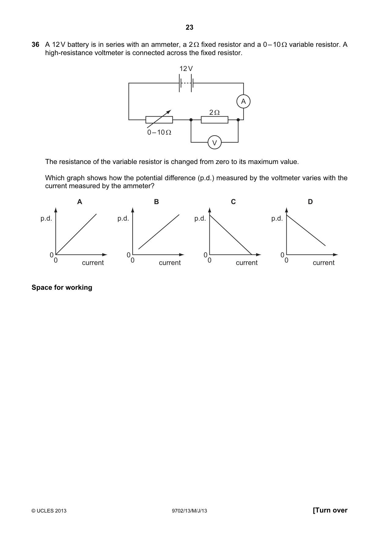 Cambridge A Level Physics 9702 2013 May/June Paper 1 · Variant 3 question paper, page 23 of 28