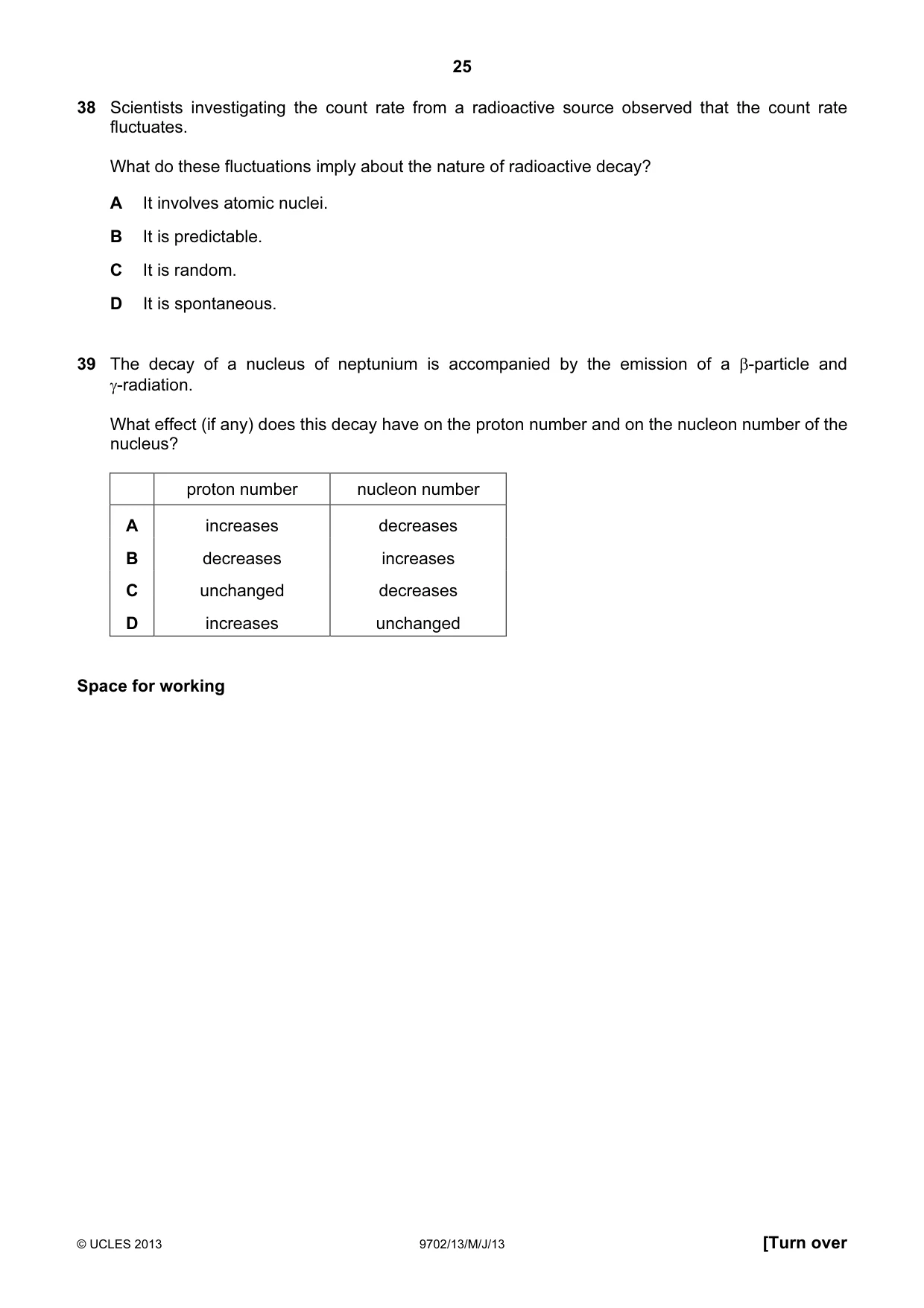 Cambridge A Level Physics 9702 2013 May/June Paper 1 · Variant 3 question paper, page 25 of 28