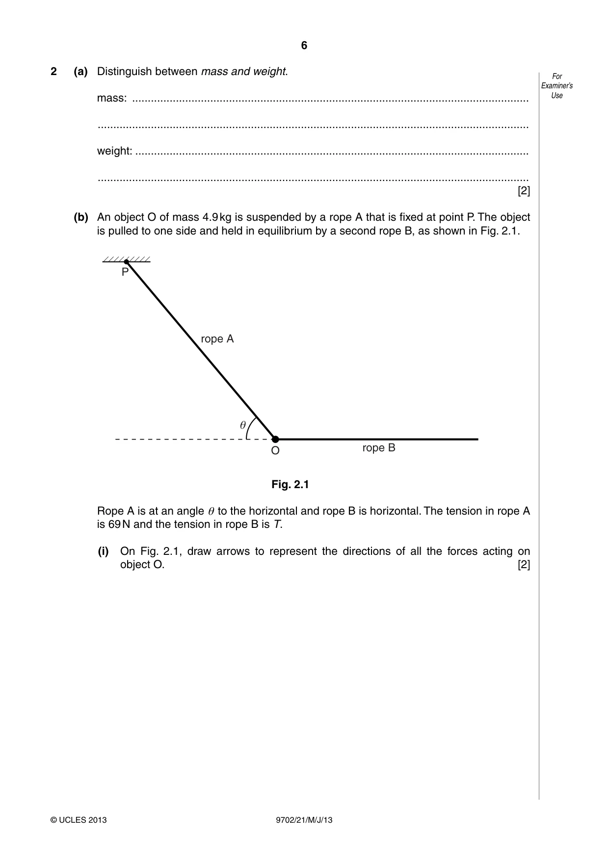 Cambridge A Level Physics 9702 2013 May/June Paper 2 · Variant 1 question paper, page 6 of 16