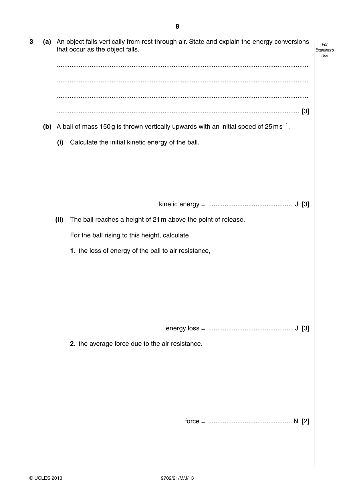 Cambridge A Level Physics 9702 2013 May/June Paper 2 · Variant 1 question paper, page 8 of 16
