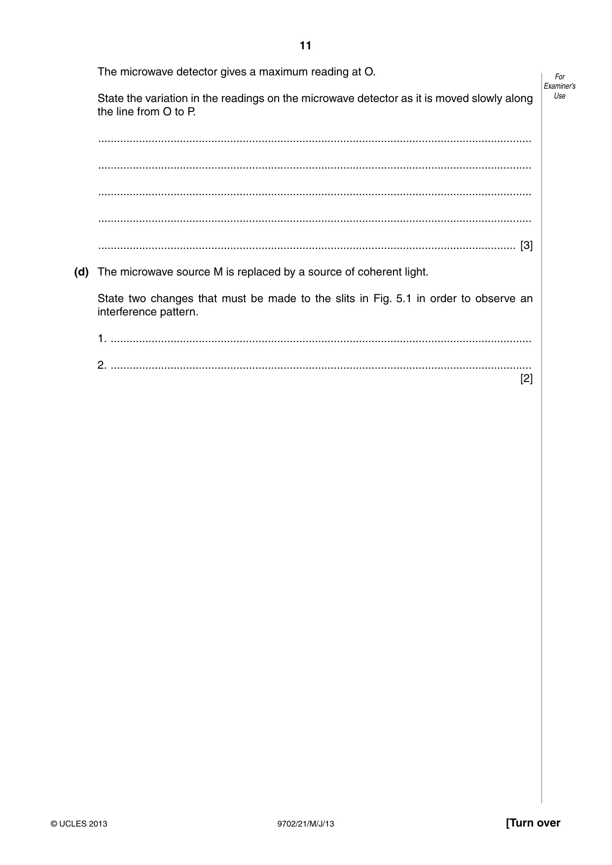 Cambridge A Level Physics 9702 2013 May/June Paper 2 · Variant 1 question paper, page 11 of 16